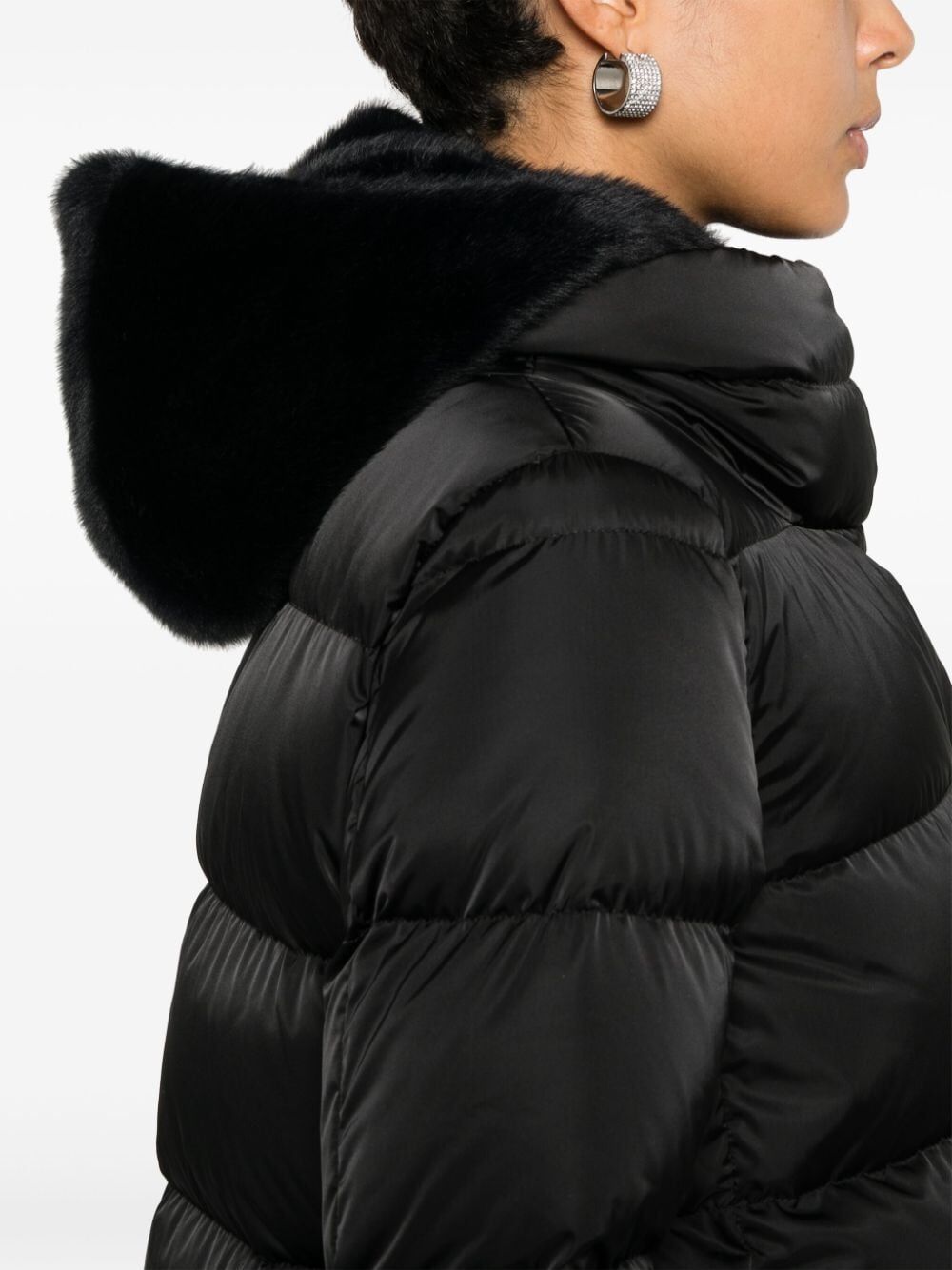 Herno Women A-Shape Down Jacket In Satin And Lady Alternative Fur HERNO