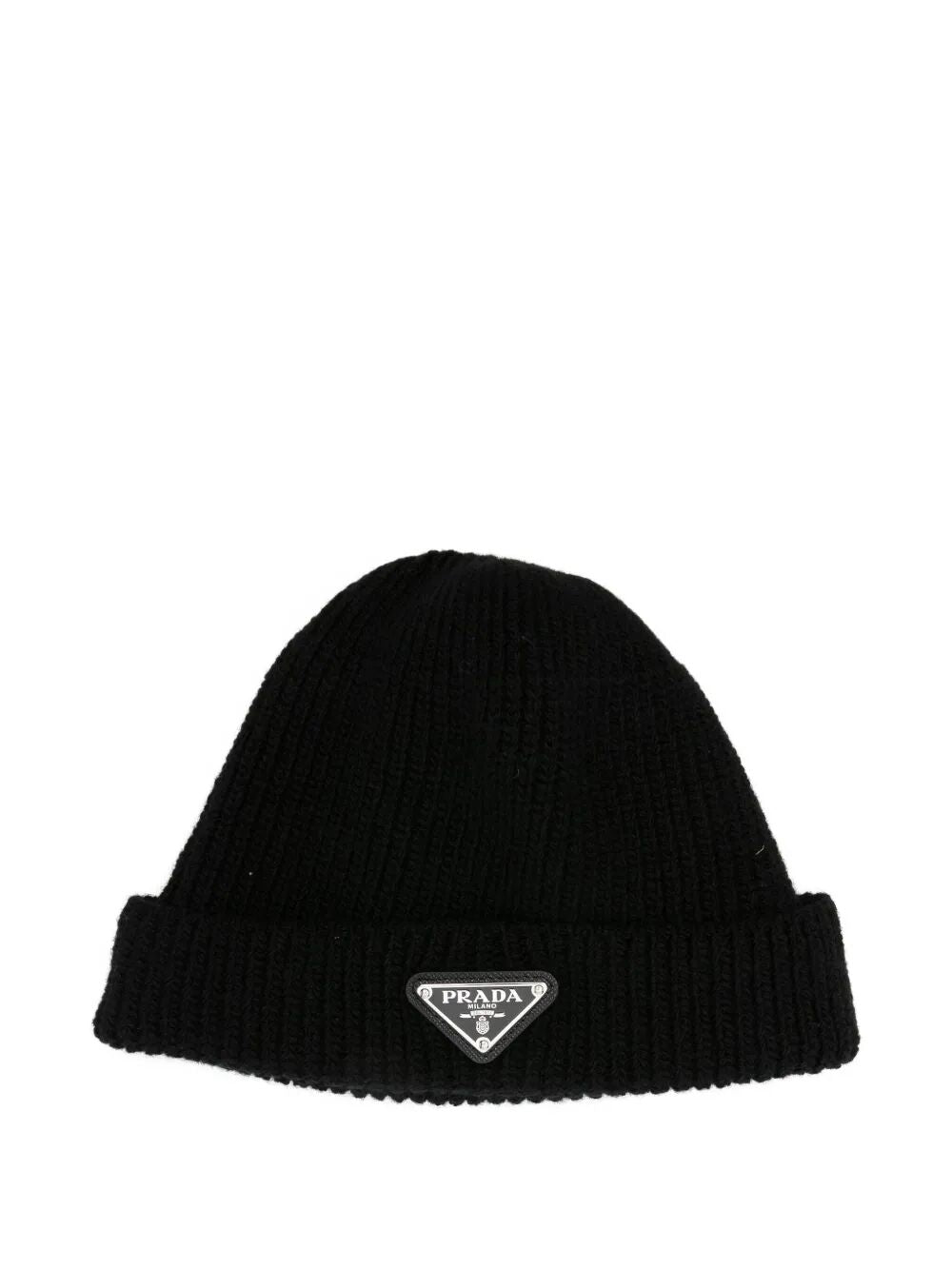 Prada Men Ribbed Logo-Plaque Beanie PRADA