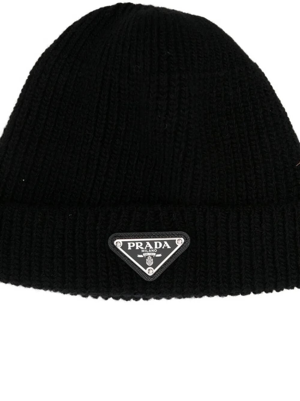 Prada Men Ribbed Logo-Plaque Beanie PRADA