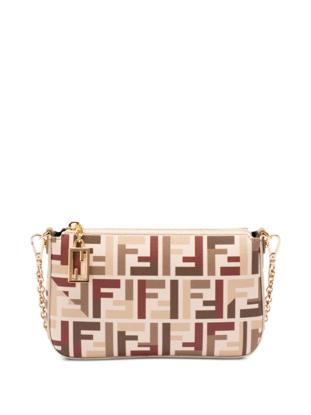 Fendi Women Ff Fabric Baguette Pouch With Chain FENDI