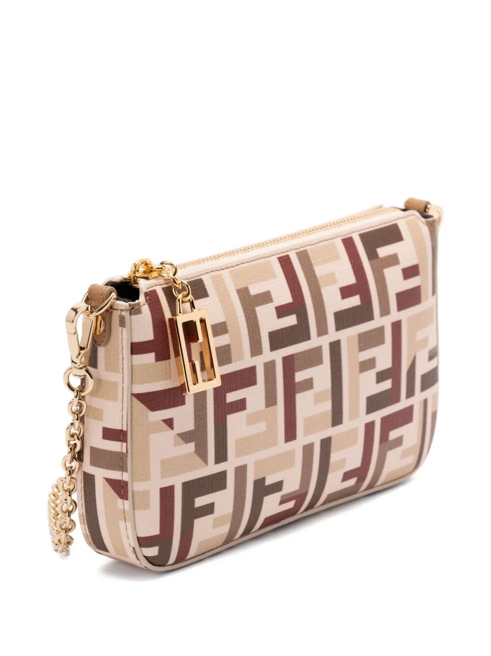Fendi Women Ff Fabric Baguette Pouch With Chain FENDI
