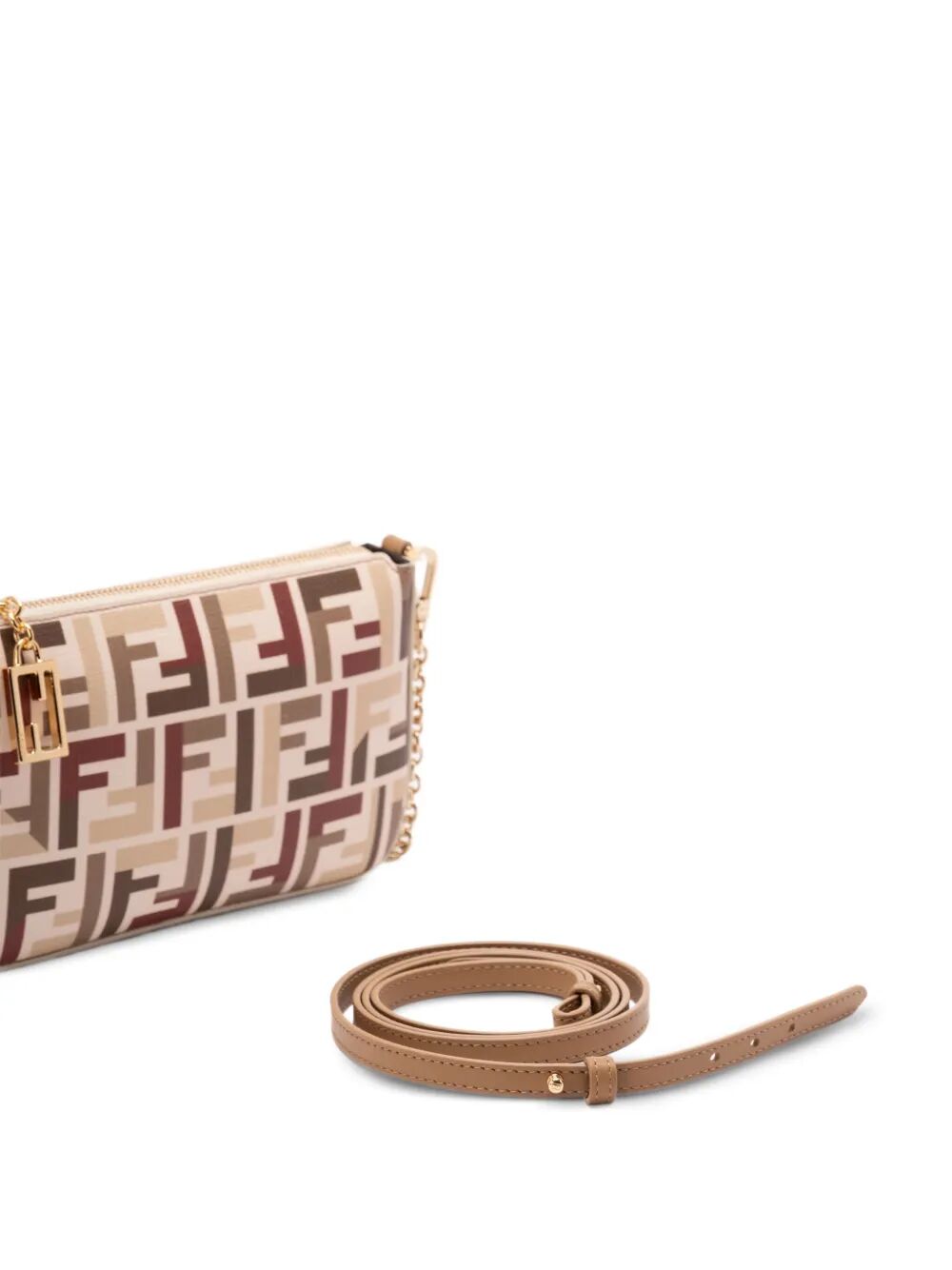Fendi Women Ff Fabric Baguette Pouch With Chain FENDI