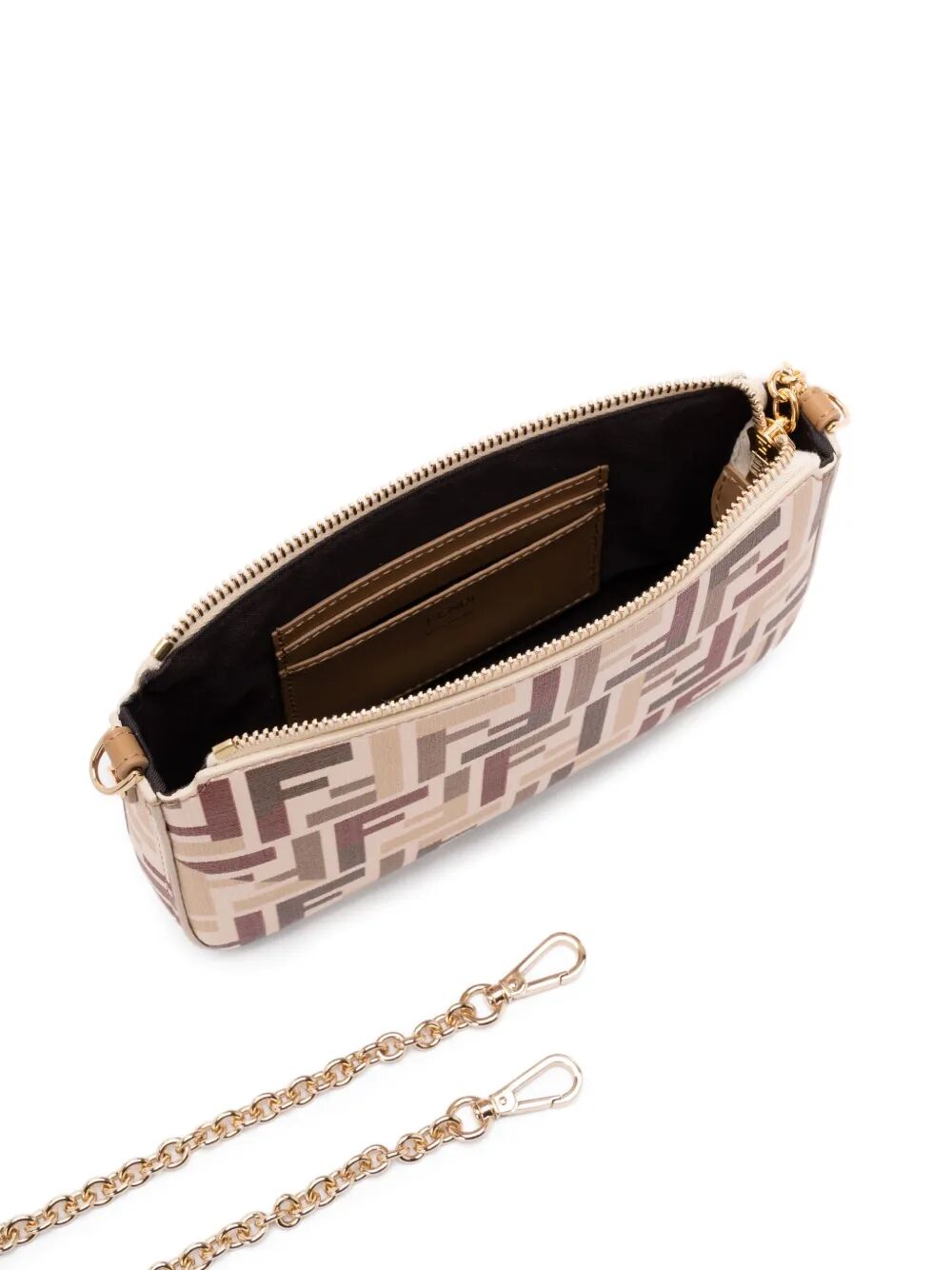 Fendi Women Ff Fabric Baguette Pouch With Chain FENDI