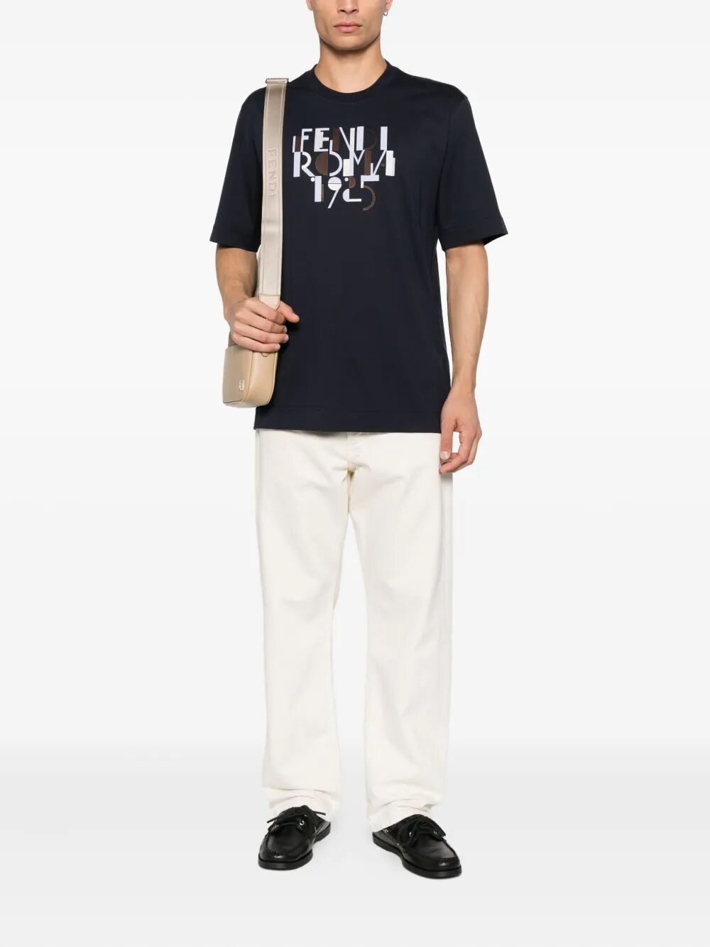 Fendi Men Fendi Roma 1925 Print Cotton T-Shirt FENDI