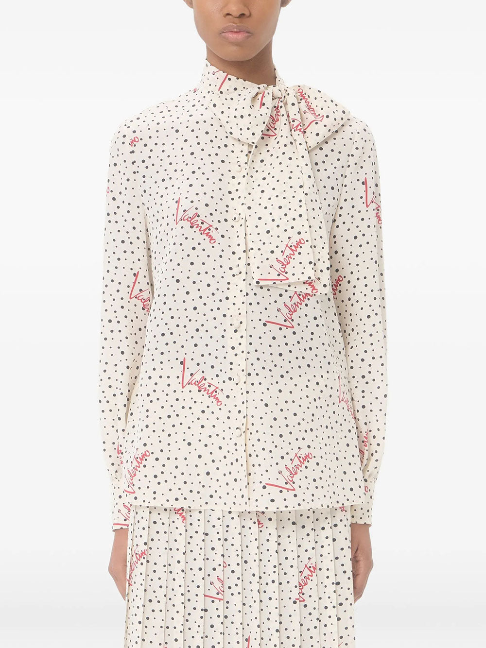 Valentino Garavani Women Camicia In Crepe De Chine Bollicine Plusdepois VALENTINO GARAVANI