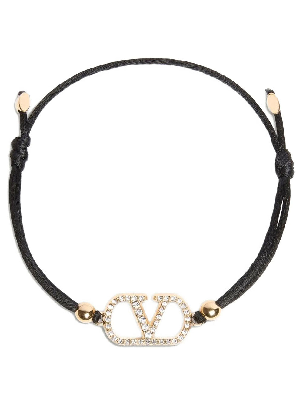 Valentino Garavani Women Bracciale Vlogo Signature Valentino In Cotone E Cristalli Swarovski® VALENTINO GARAVANI