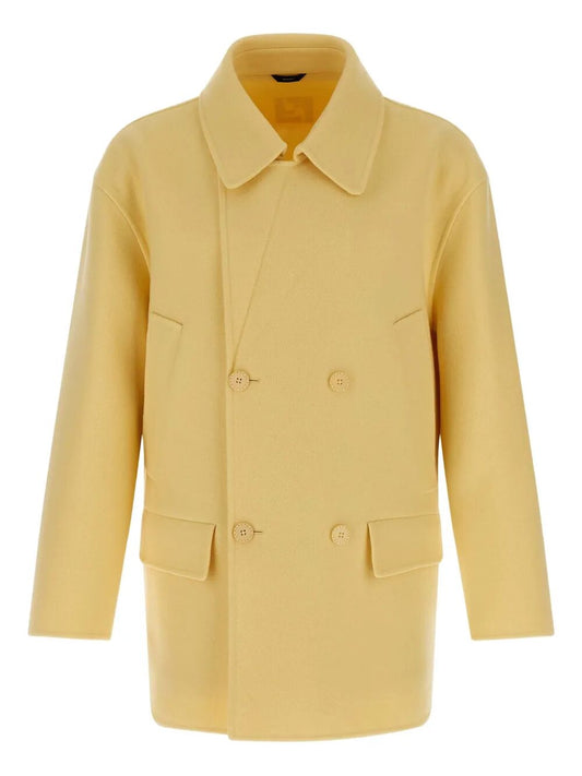 Fendi Men Wool Double-Breasted Pea Coat