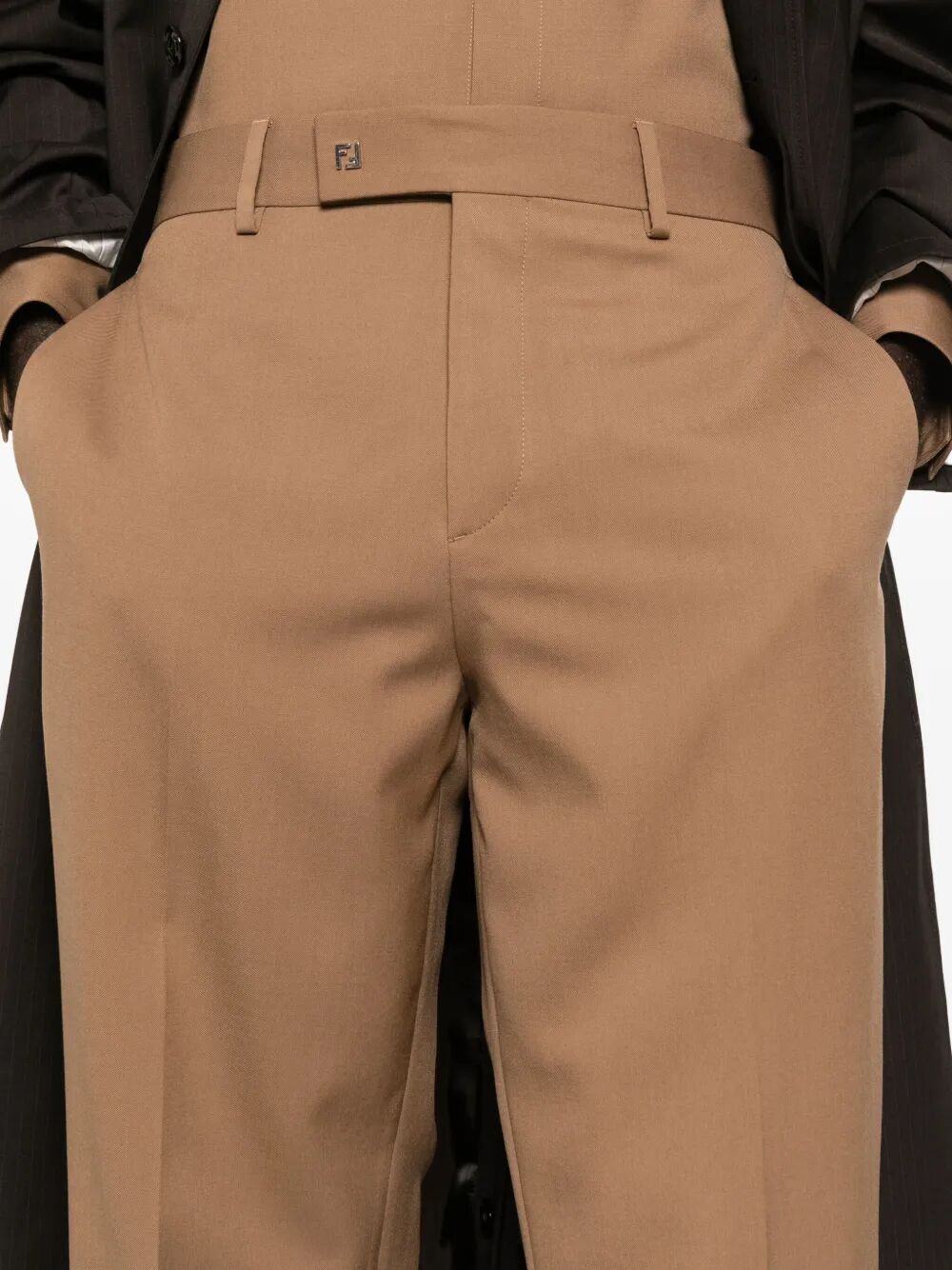 Fendi Men Rust Wool Cigarette Trousers FENDI