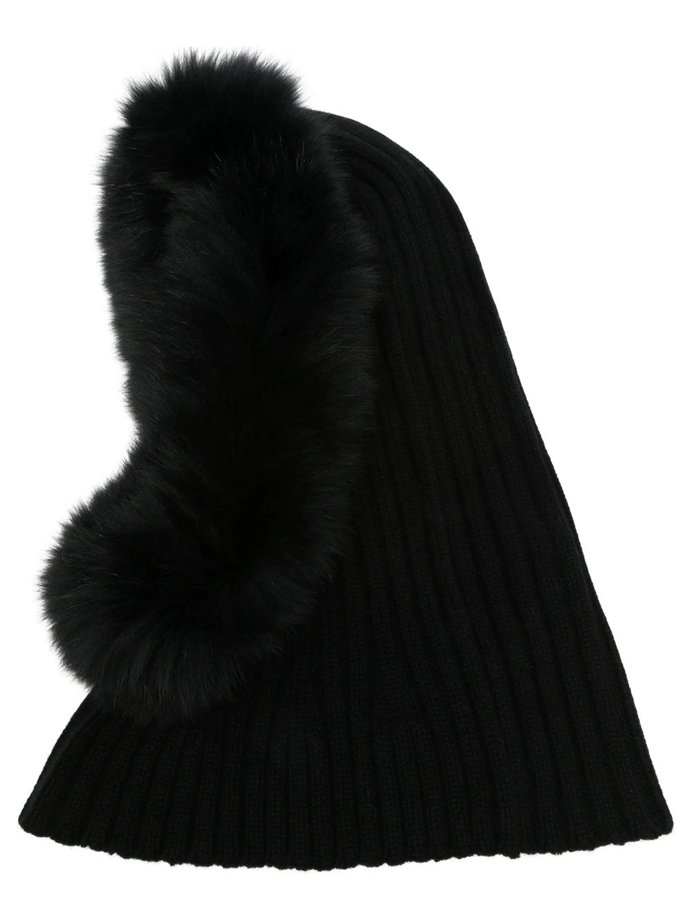 Yves Salomon Women Passamontagna In Lana E Cashmere A Coste Con Rifinitura In Pelliccia YVES SALOMON