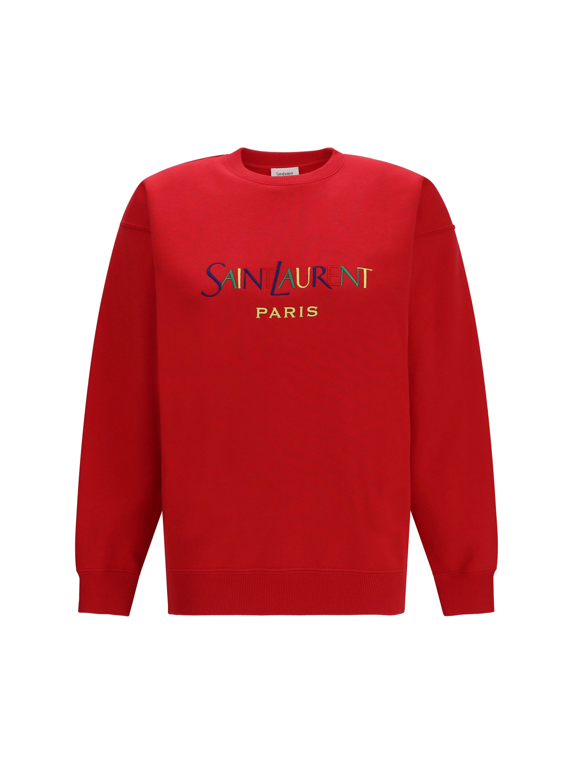 Saint Laurent Women Cotton Crewneck Sweatshirt With Saint Laurent Paris Embroidery SAINT LAURENT