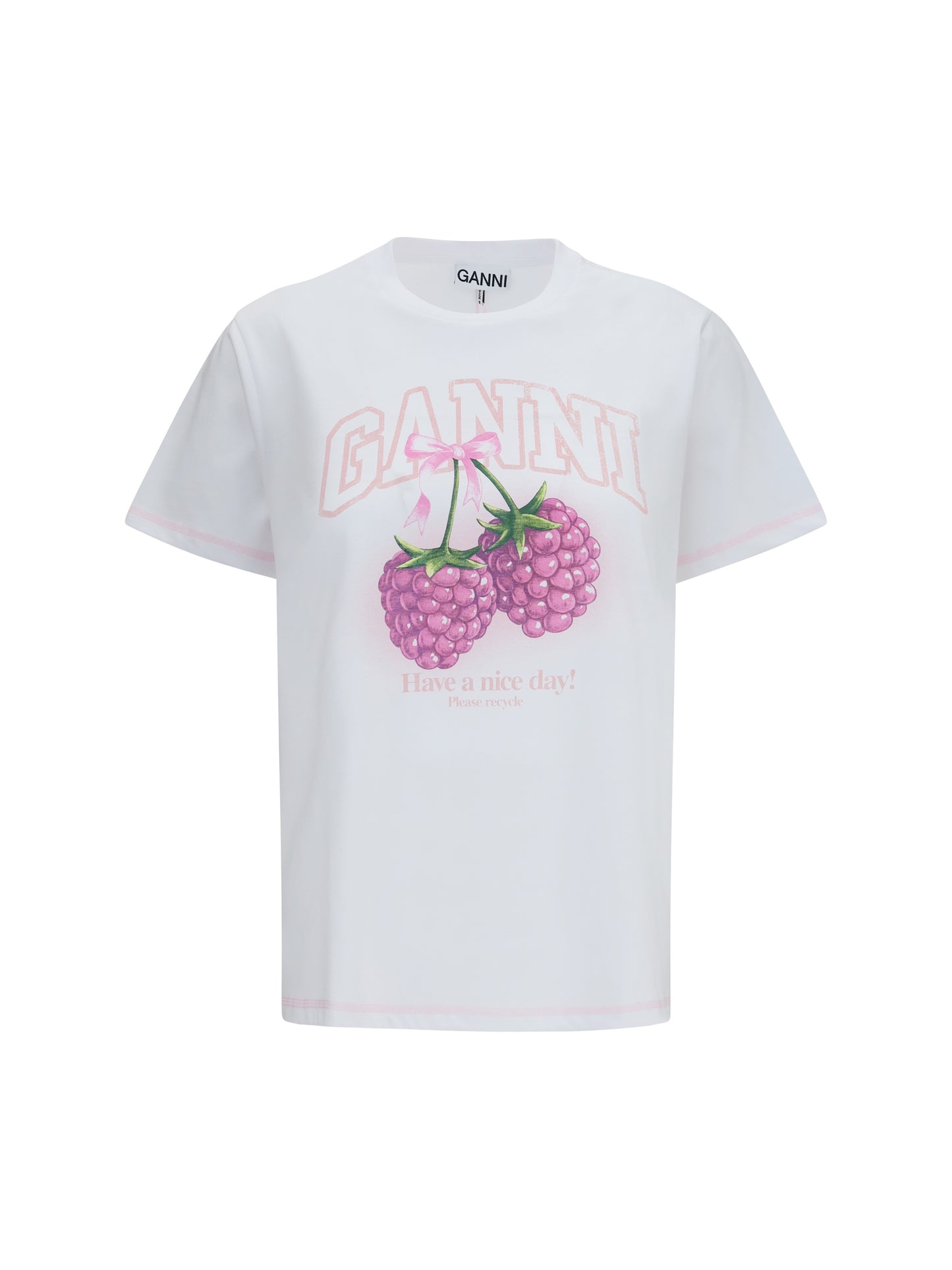 Ganni Women Cotton Raspberry T-Shirt GANNI