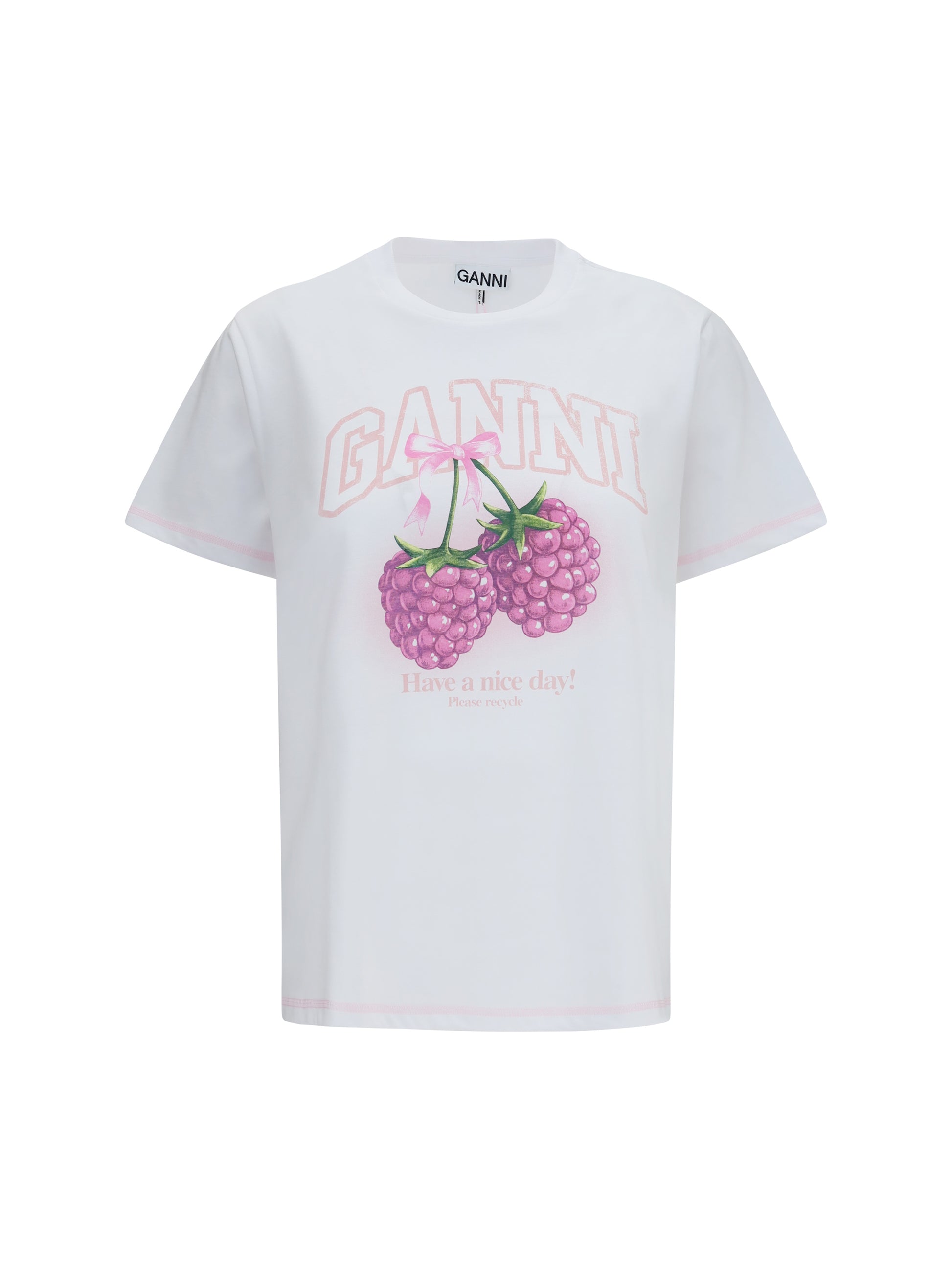 Ganni Women Cotton Raspberry T-Shirt GANNI