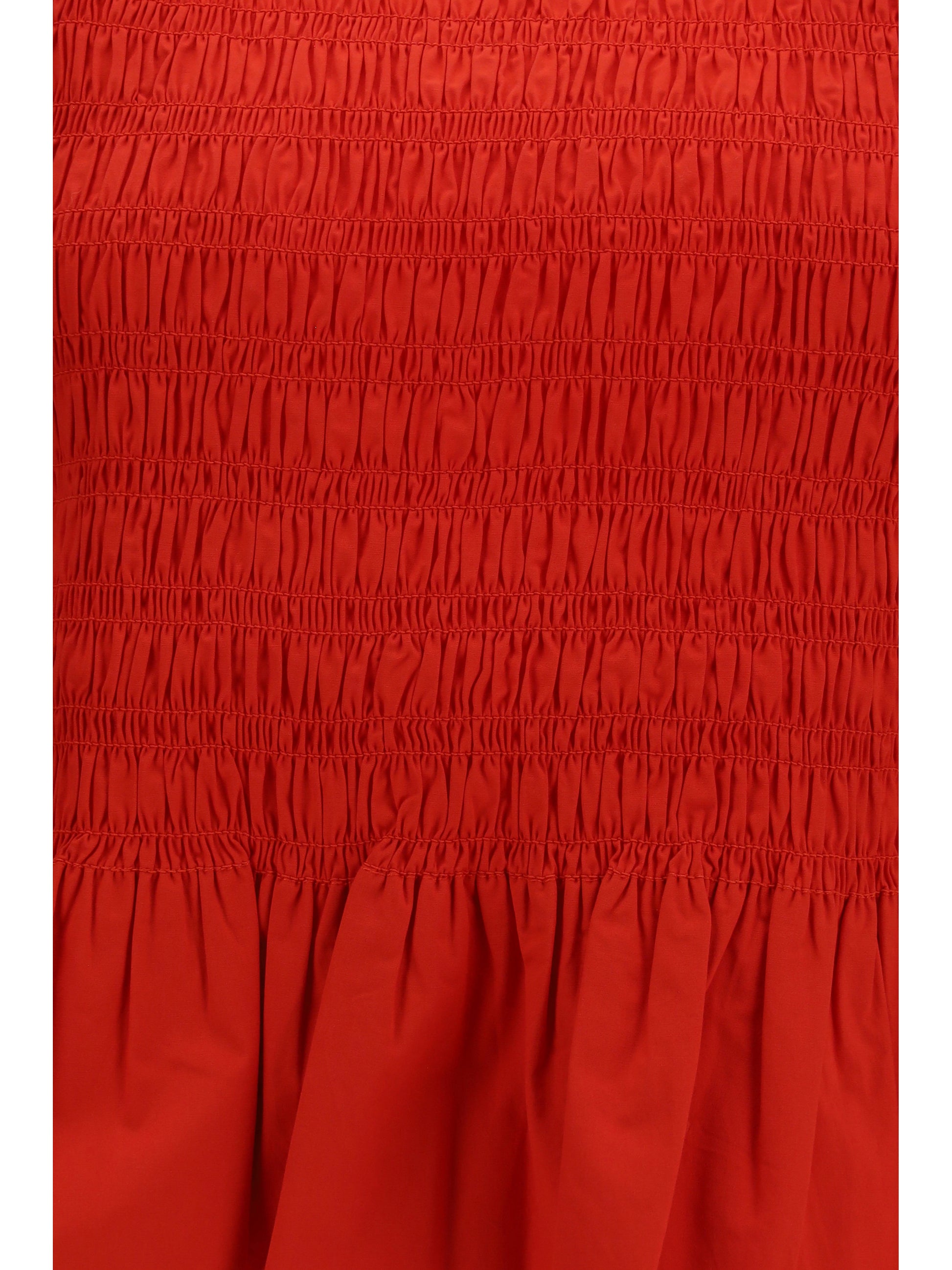 Ganni Women Ruched Cotton Top With Side Bows GANNI