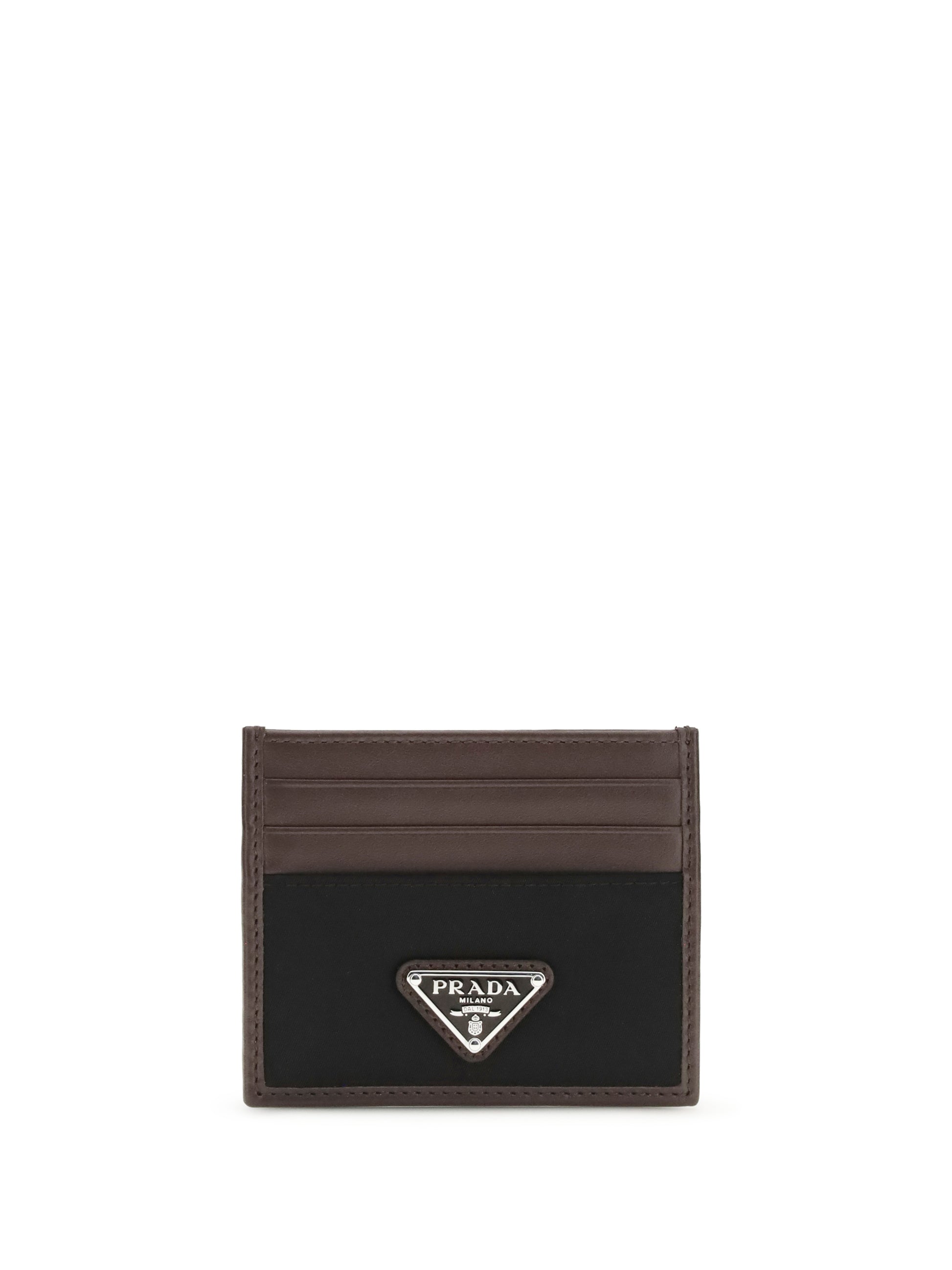 Prada Men Leather And Fabric Card Holder PRADA