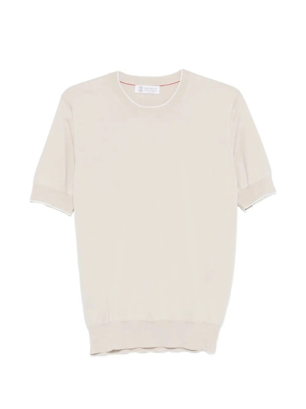 Brunello Cucinelli Men Cotton Lightweight Knit T-Shirt With Contrast Details BRUNELLO CUCINELLI