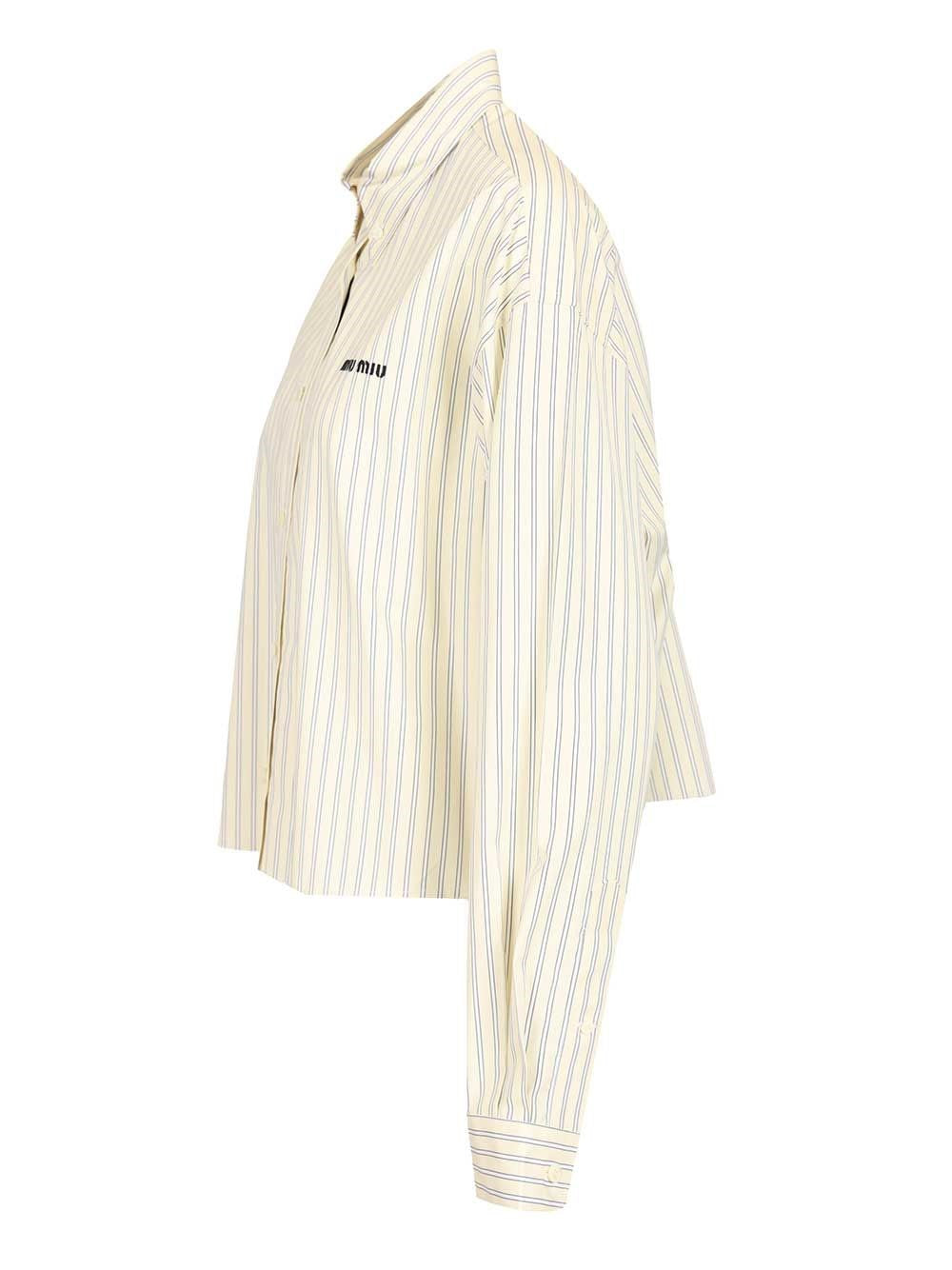 Miu Miu Women Striped Poplin Shirt MIU MIU