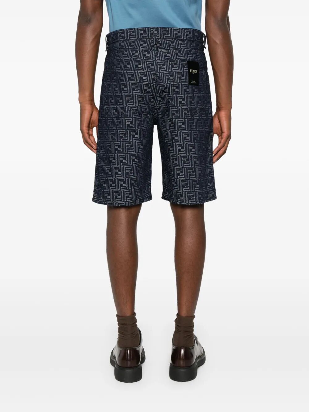 Fendi Men Ff Jacquard Denim Shorts FENDI