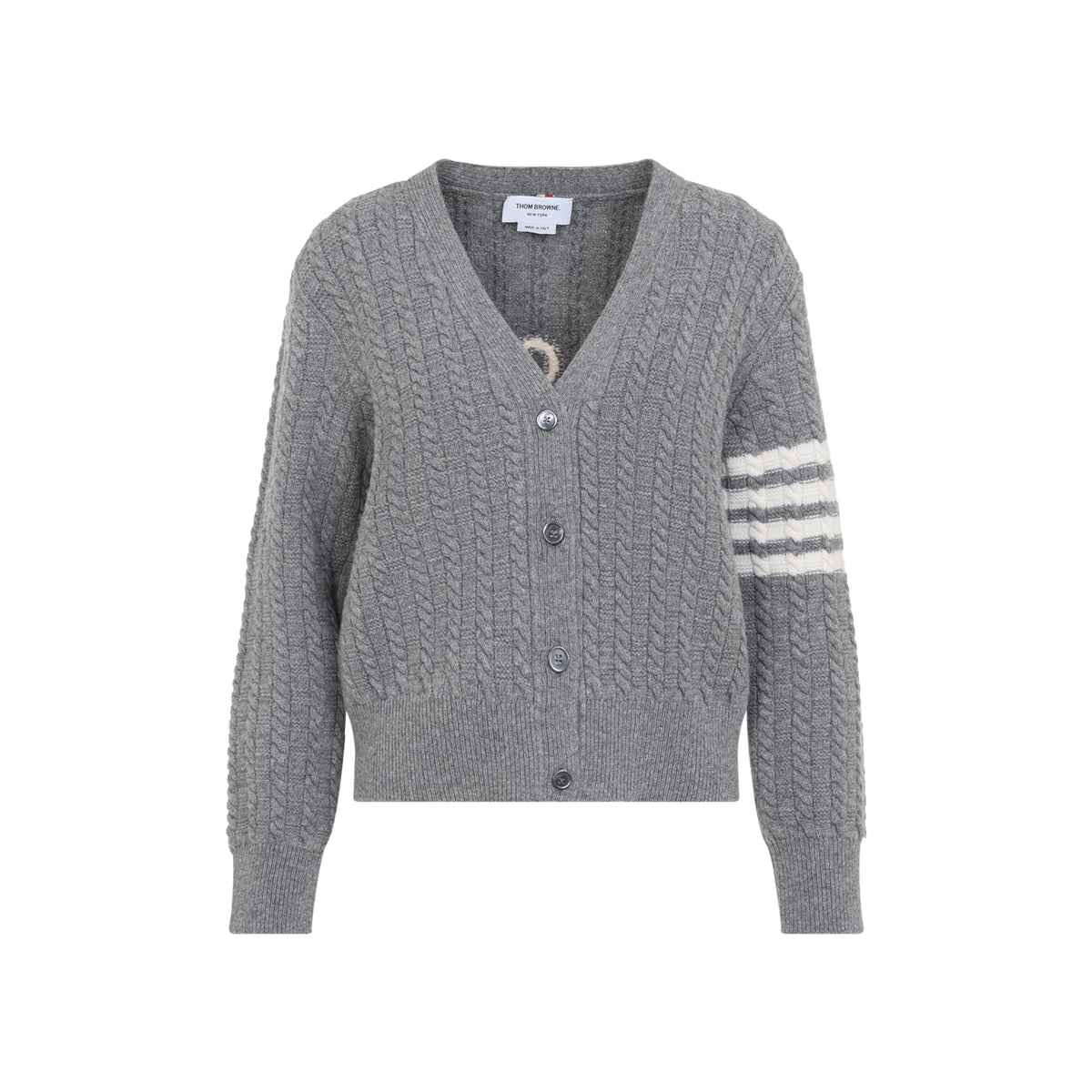 Thom Browne Anchor Intersia Cable Stitsh V Neck Cardigan Women THOM BROWNE