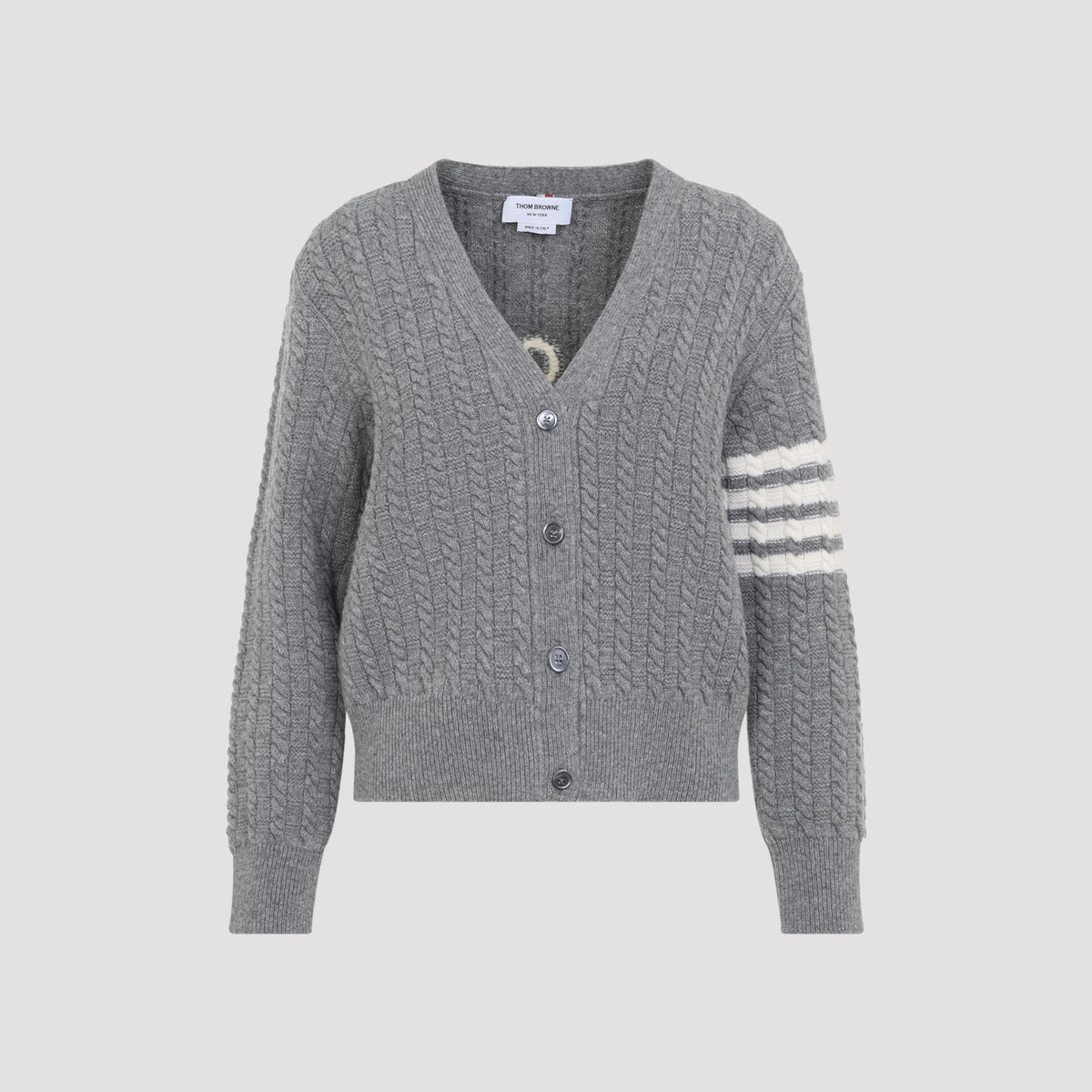 Thom Browne Anchor Intersia Cable Stitsh V Neck Cardigan Women THOM BROWNE