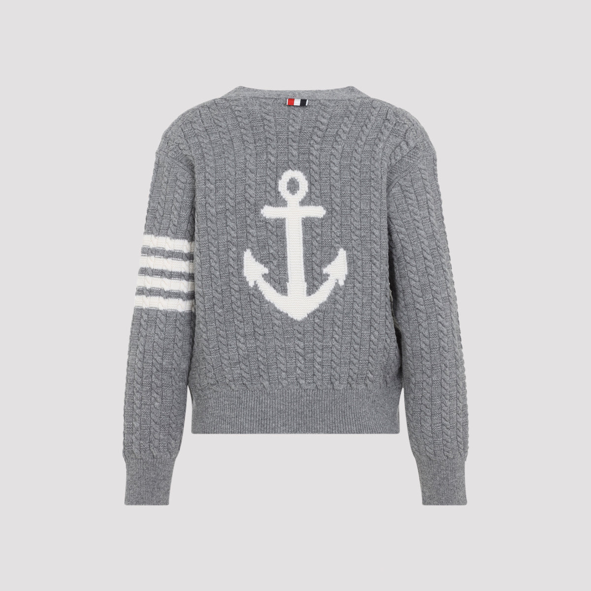 Thom Browne Anchor Intersia Cable Stitsh V Neck Cardigan Women THOM BROWNE