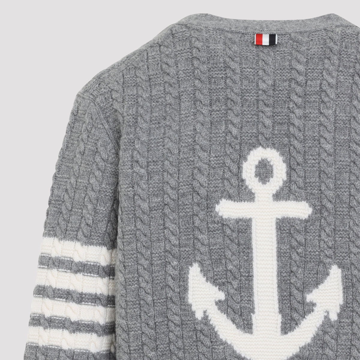 Thom Browne Anchor Intersia Cable Stitsh V Neck Cardigan Women THOM BROWNE