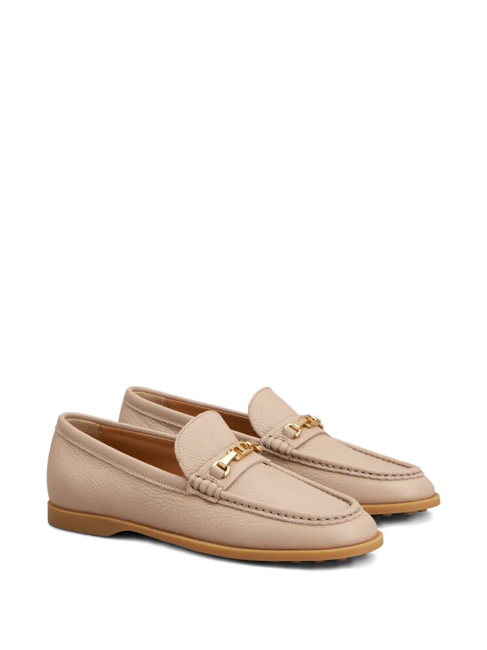 Tod's Women Gold-Tone Buckle Grained Leather Loafers TOD'S