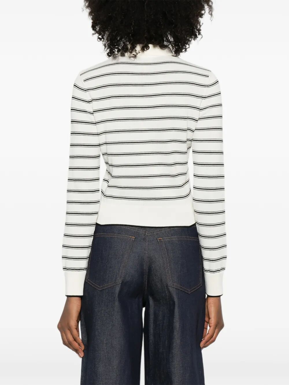 A.P.C. Women Polo-Collar Cotton Striped Cardigan A.P.C.