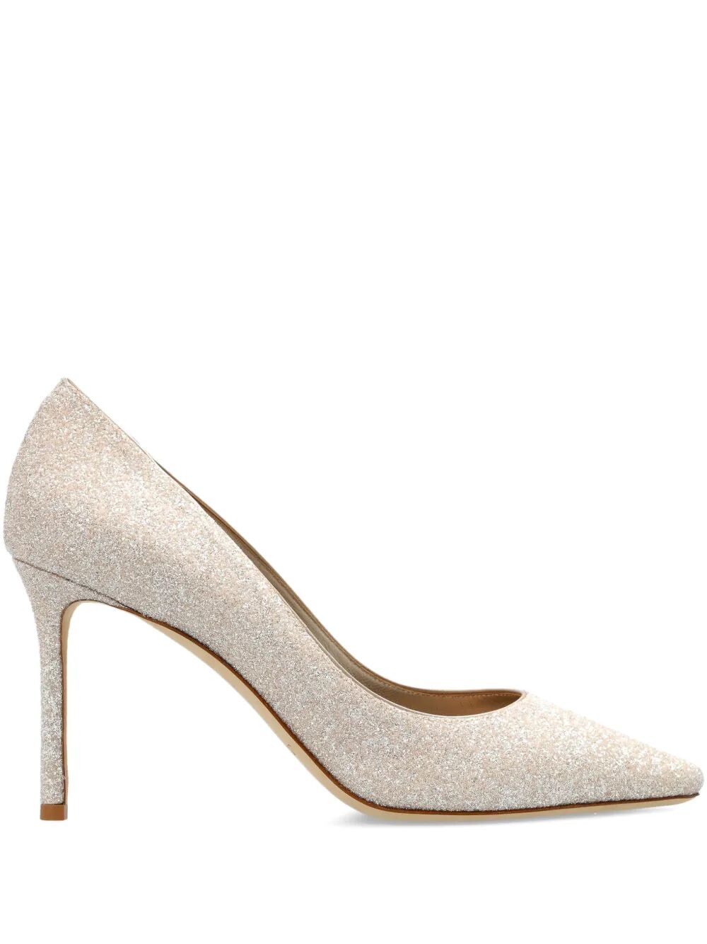 Jimmy Choo Women Romy 85 Champagne Coarse Glitter Fabric Pumps JIMMY CHOO