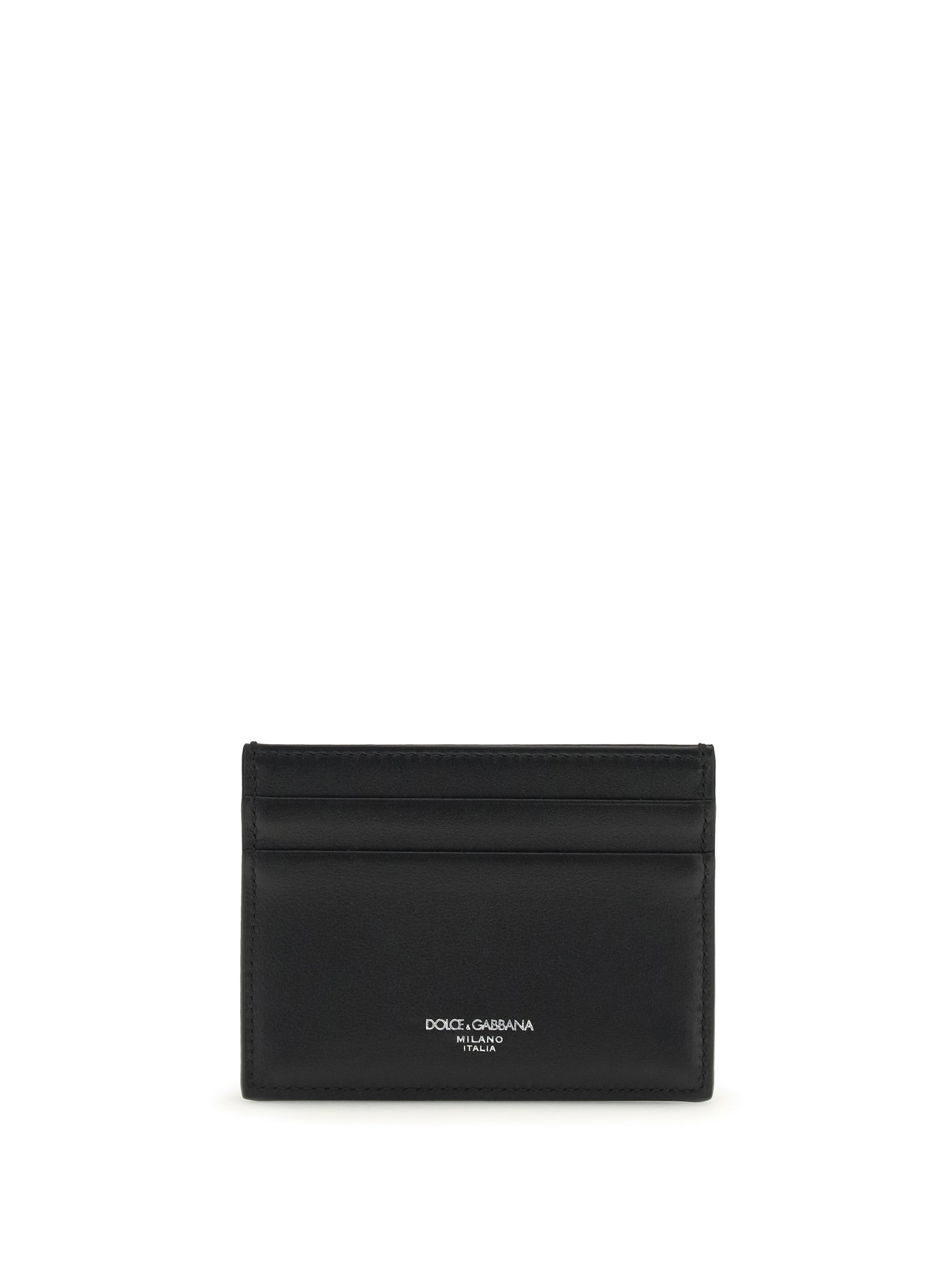 Dolce & Gabbana Men Calfskin Plongé Cardholder With Woven Detail DOLCE & GABBANA