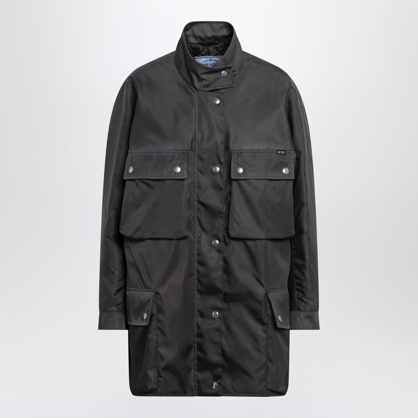 Prada Lead-Colored Washed Re-Nylon Raincoat Women PRADA