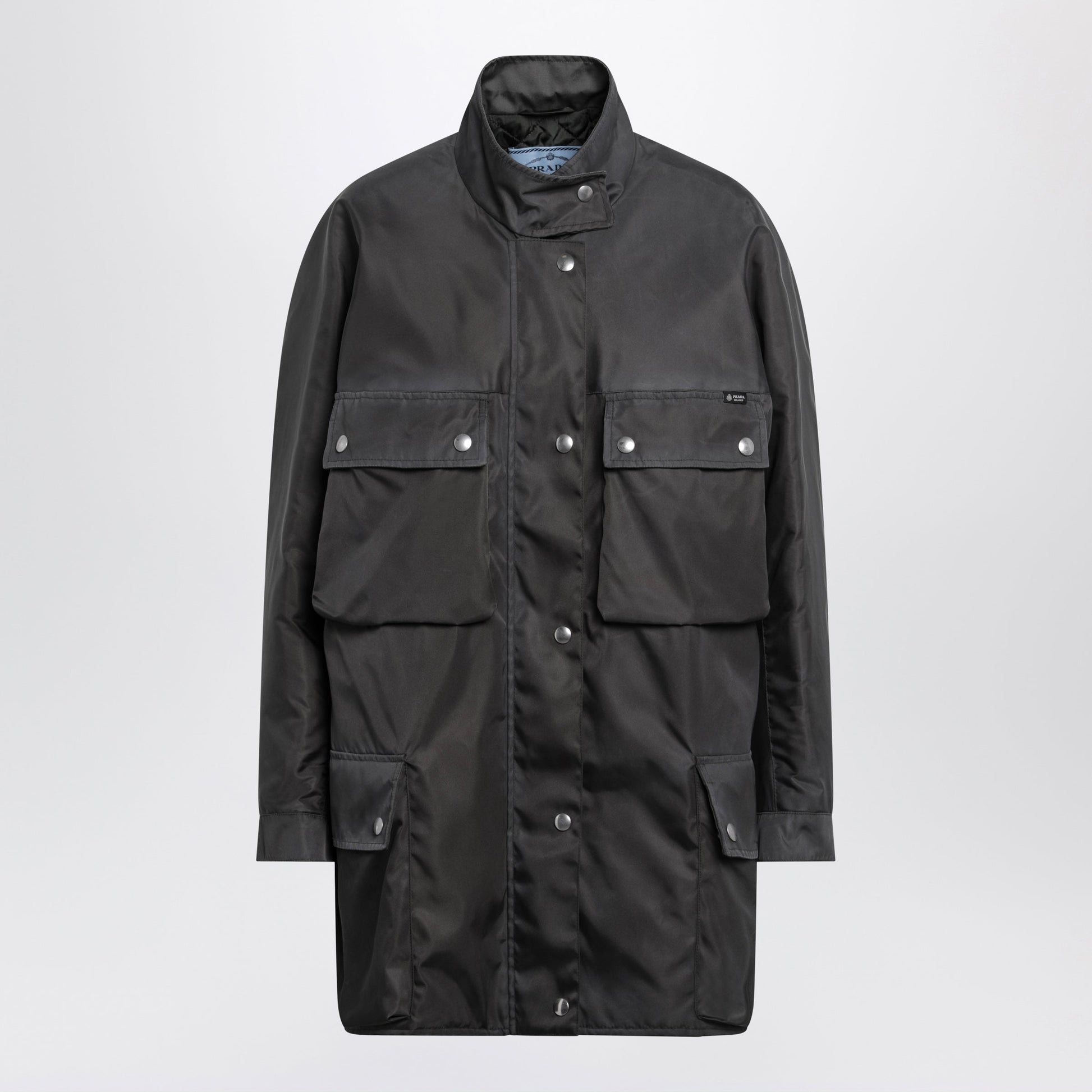 Prada Lead-Colored Washed Re-Nylon Raincoat Women PRADA