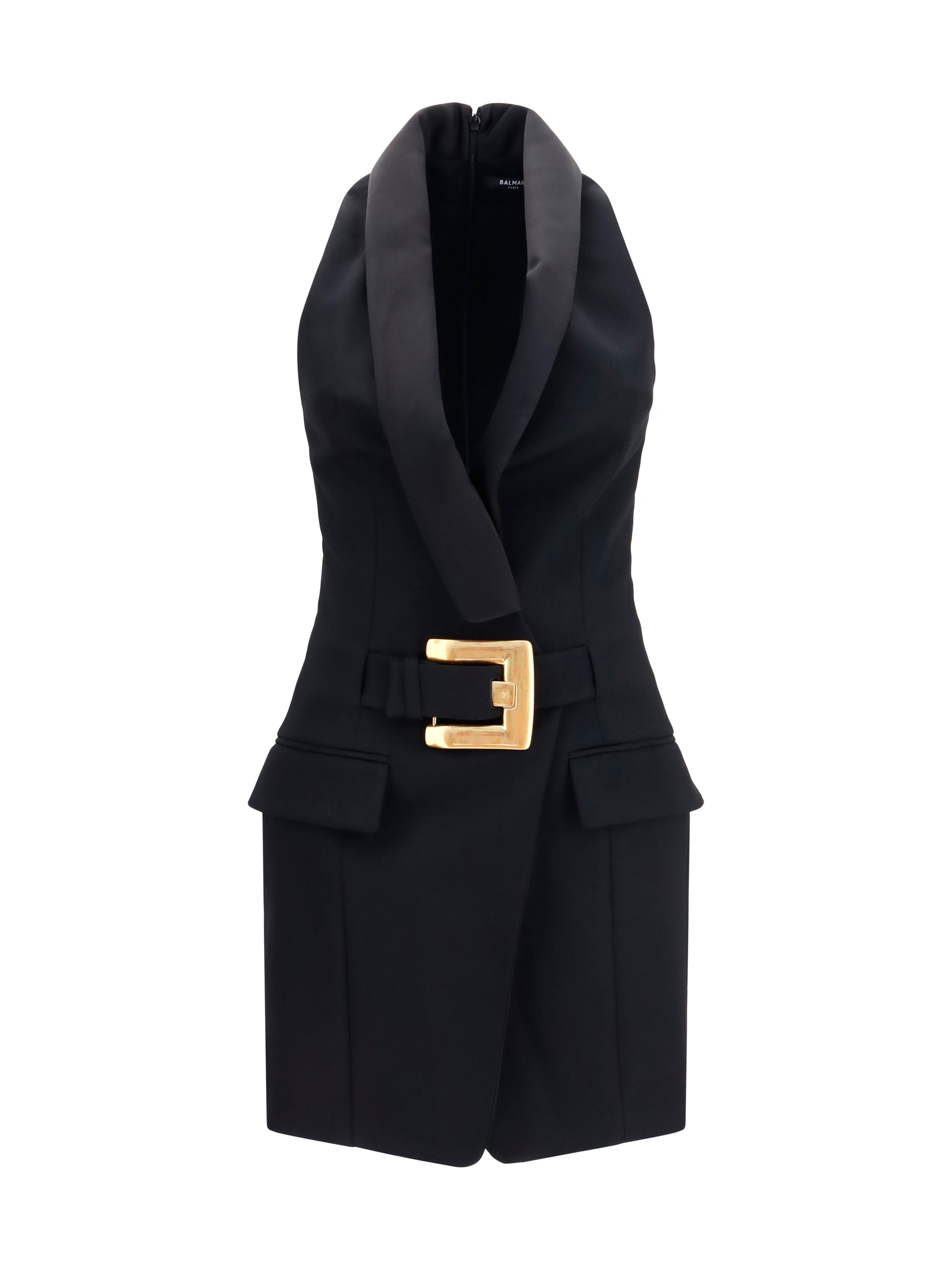 Balmain Women Grain De Poudre Belted Dress BALMAIN