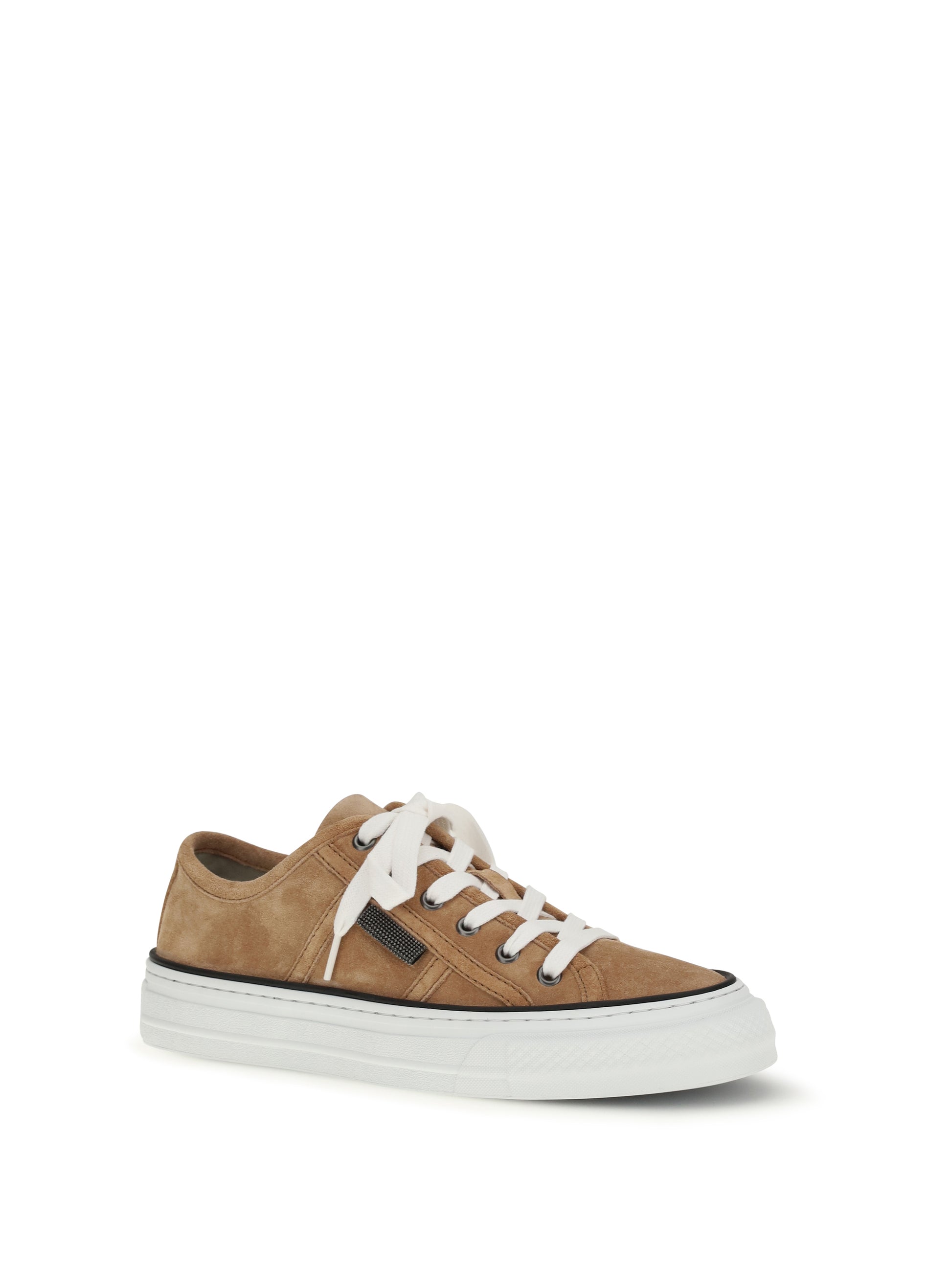 Brunello Cucinelli Women Shiny Tab Suede Sneakers BRUNELLO CUCINELLI