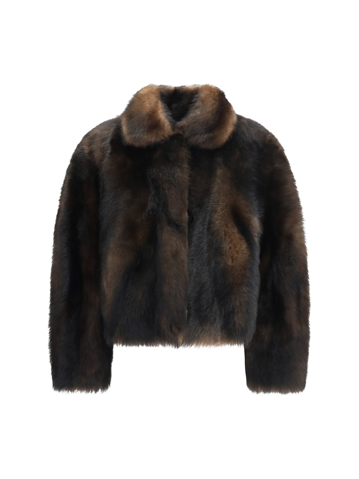 Brunello Cucinelli Women Soft Shearling Jacket With Shiny Zipper Pull BRUNELLO CUCINELLI