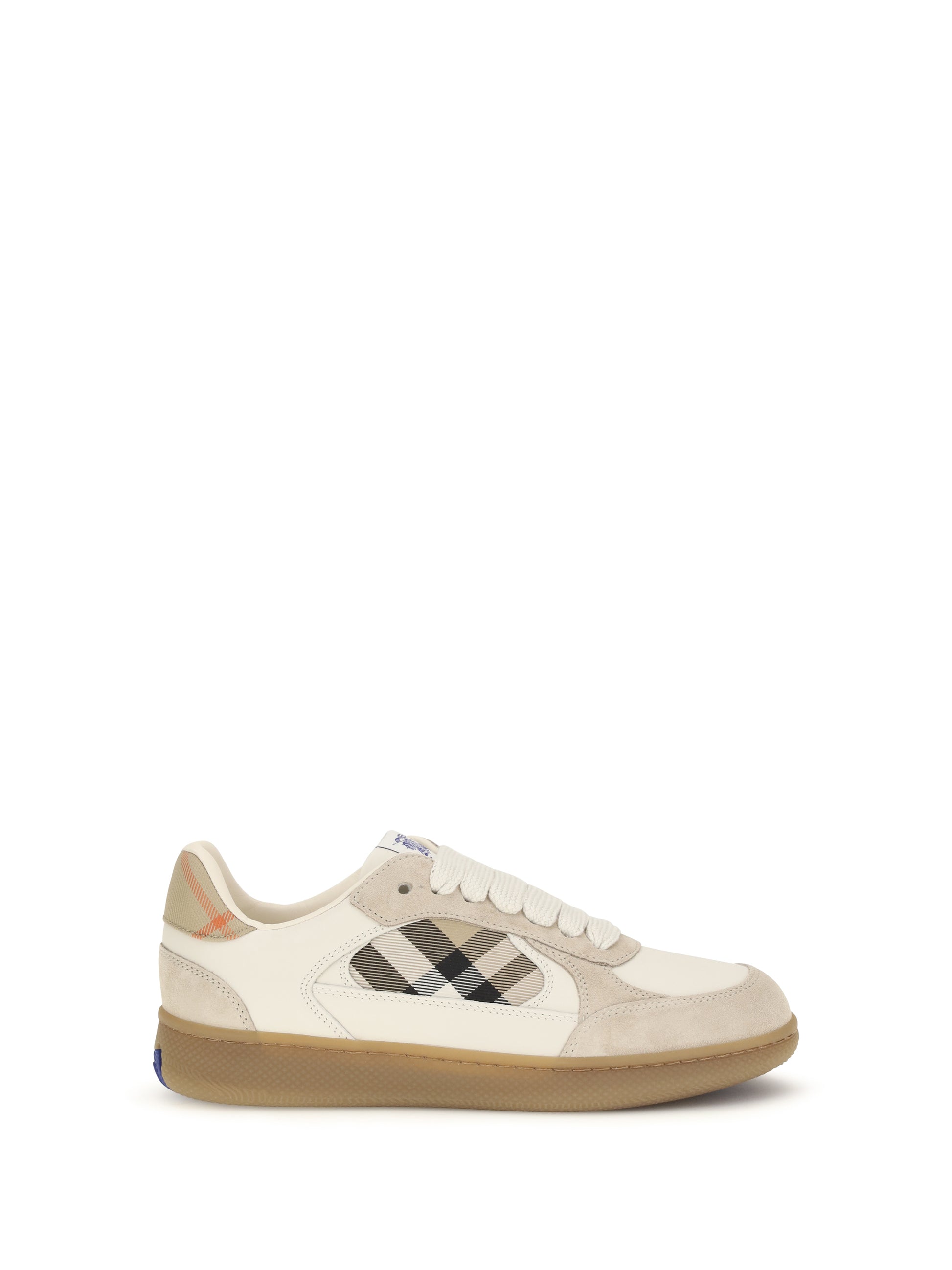 Burberry Women Terrace Leather And Check Sneakers BURBERRY