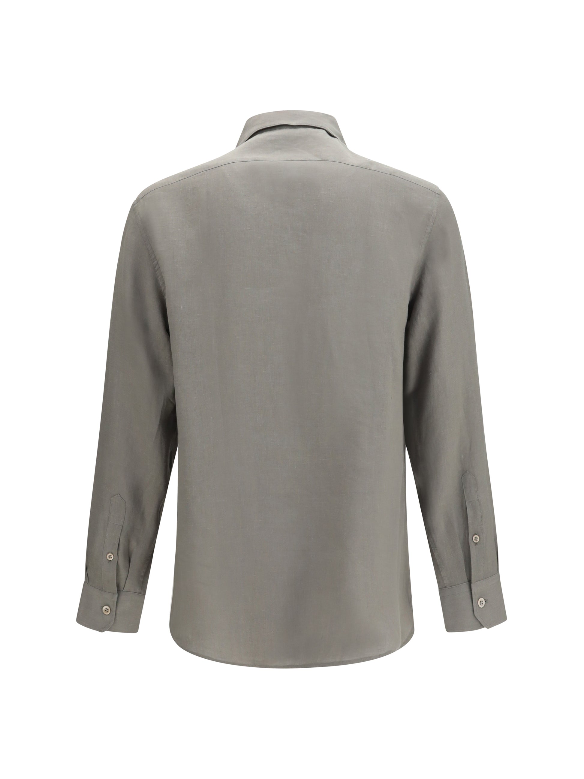 Brunello Cucinelli Men Easy-Fit Linen Shirt With Chest Pockets BRUNELLO CUCINELLI