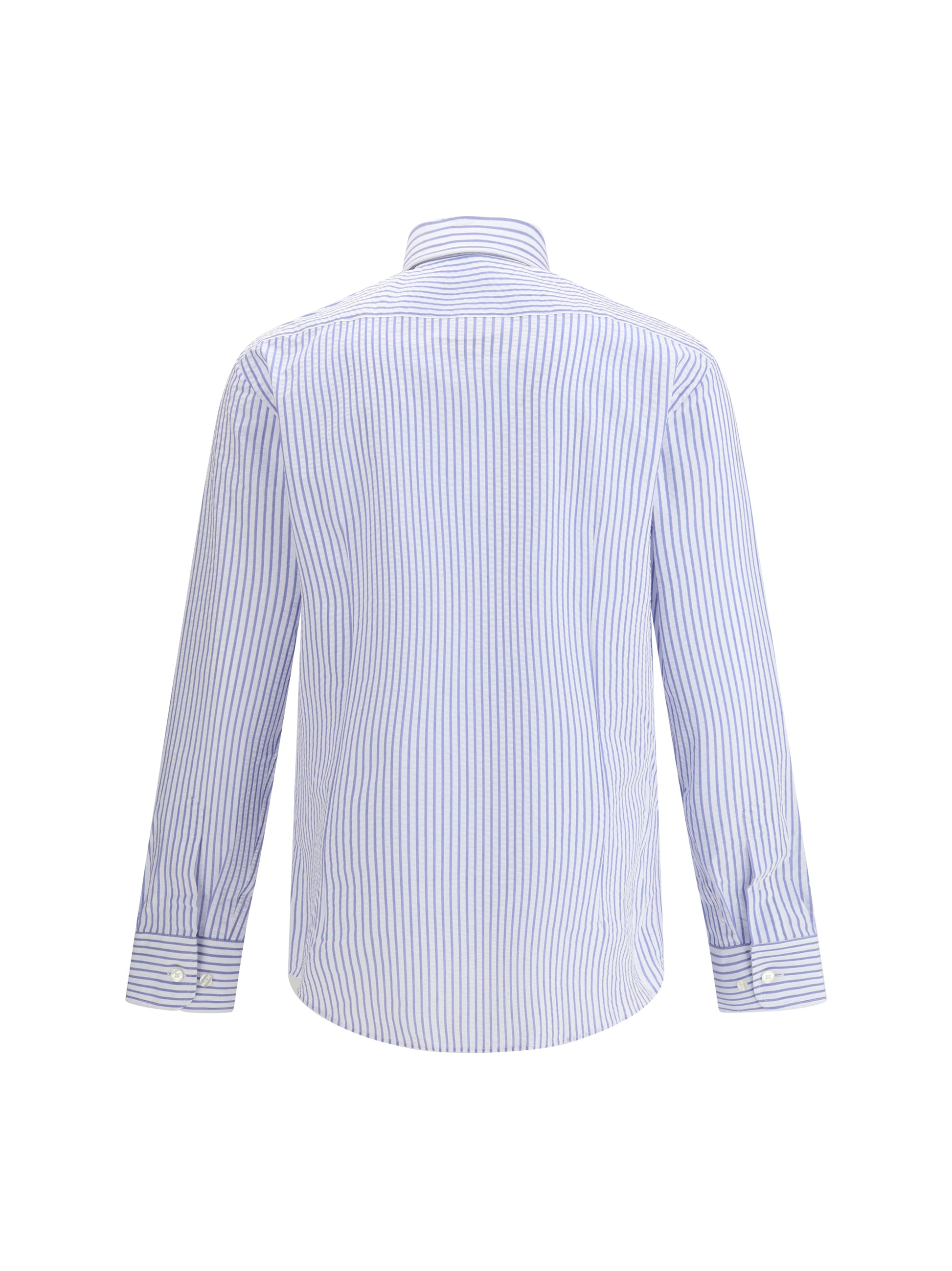 Etro Men Striped Cotton Shirt With An Embroidered Pegaso Logo On The Chest ETRO