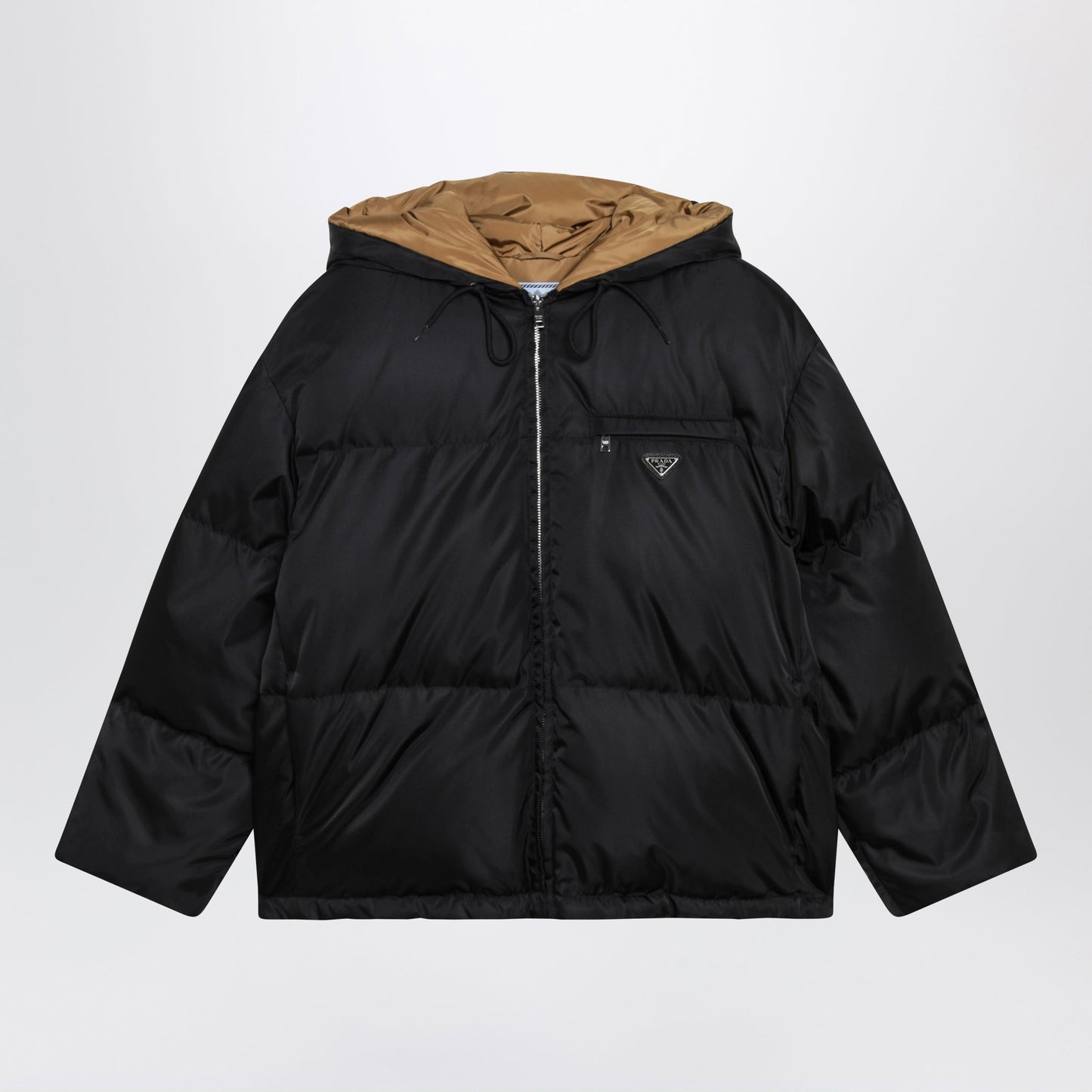 Prada Black Zip-Up Puffer Jacket In Re-Nylon Women PRADA