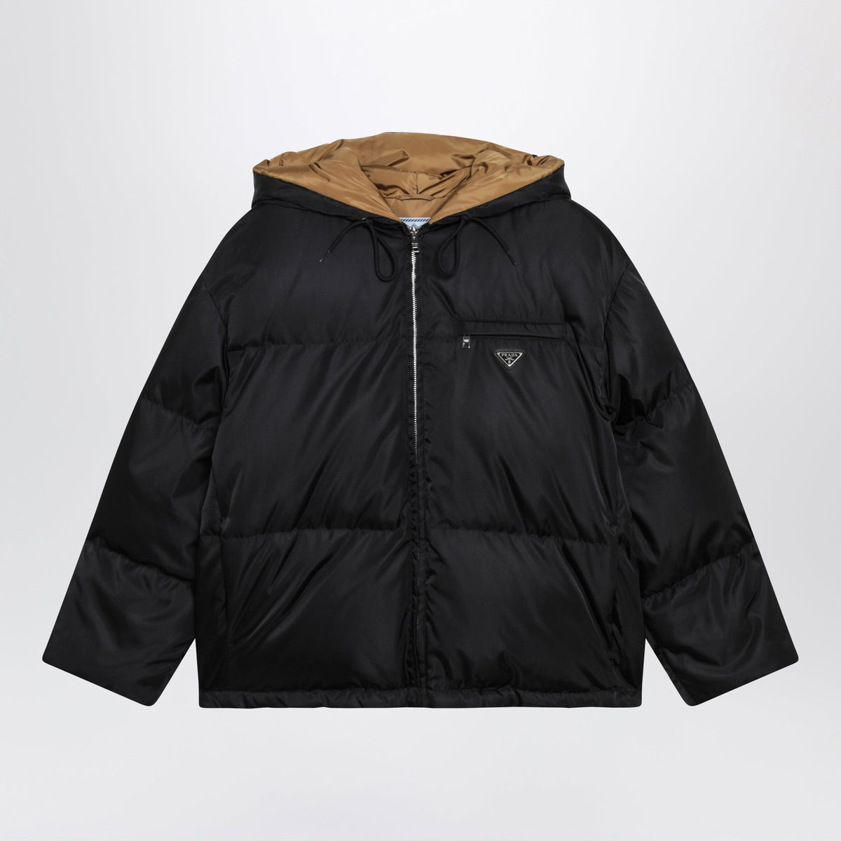 Prada Black Zip-Up Puffer Jacket In Re-Nylon Women PRADA