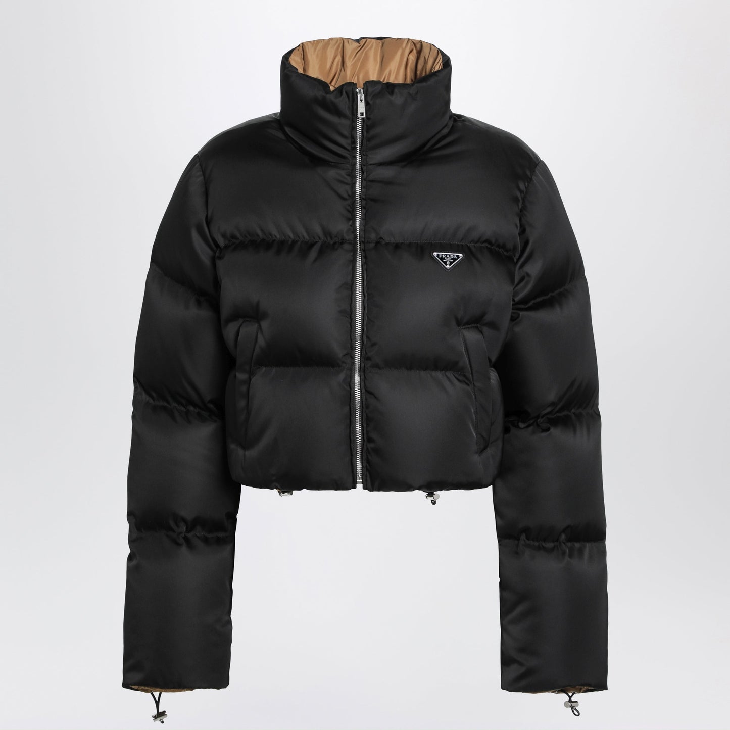Prada Black Cropped Re-Nylon Down Jacket Women PRADA