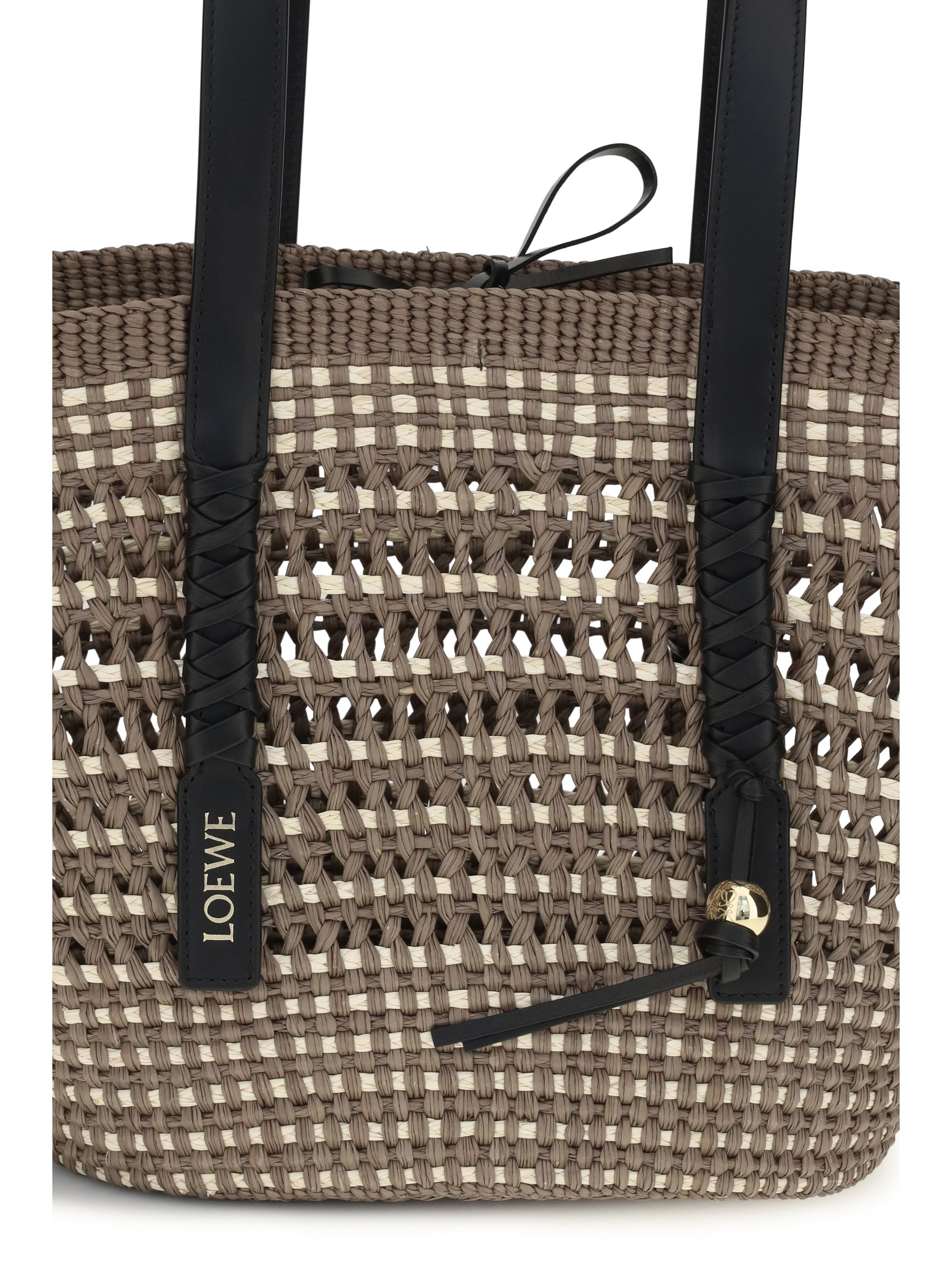 Loewe Women Medium Braid Basket Shoulder Bag In Iraca Palm And Calfskin LOEWE