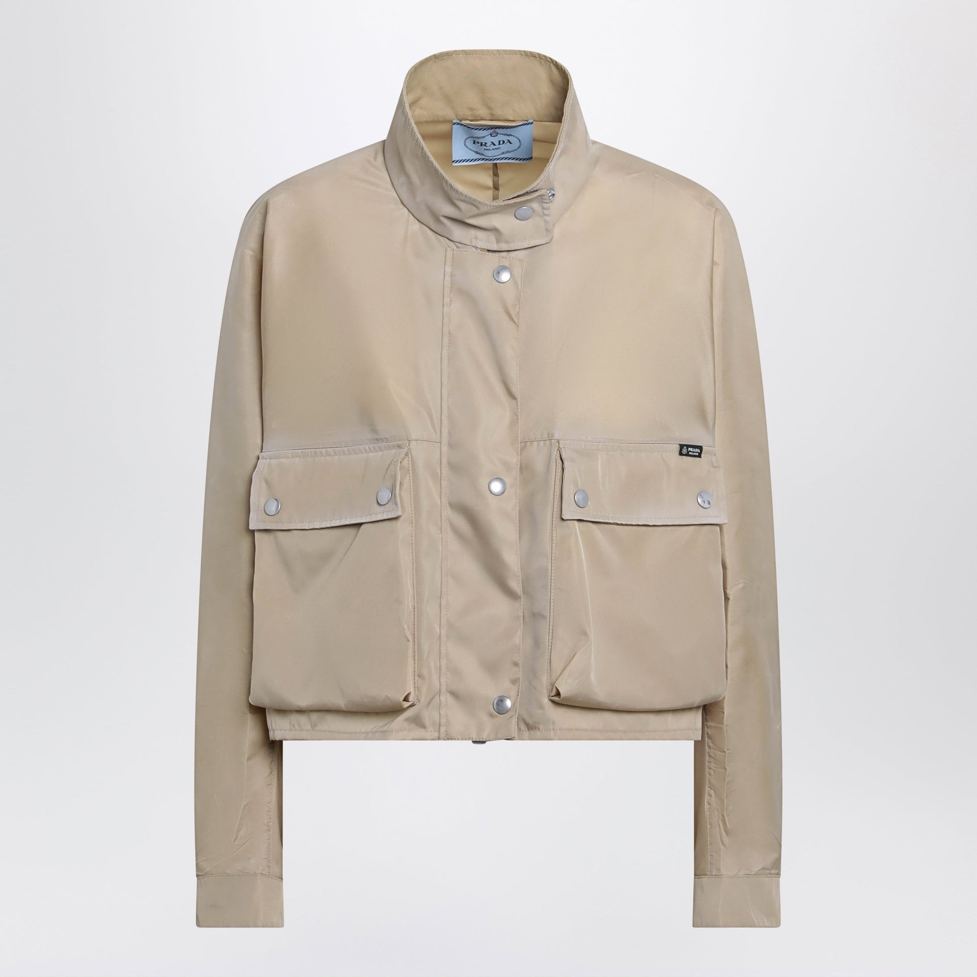 Prada Short Re-Nylon Raincoat In Camel Women PRADA