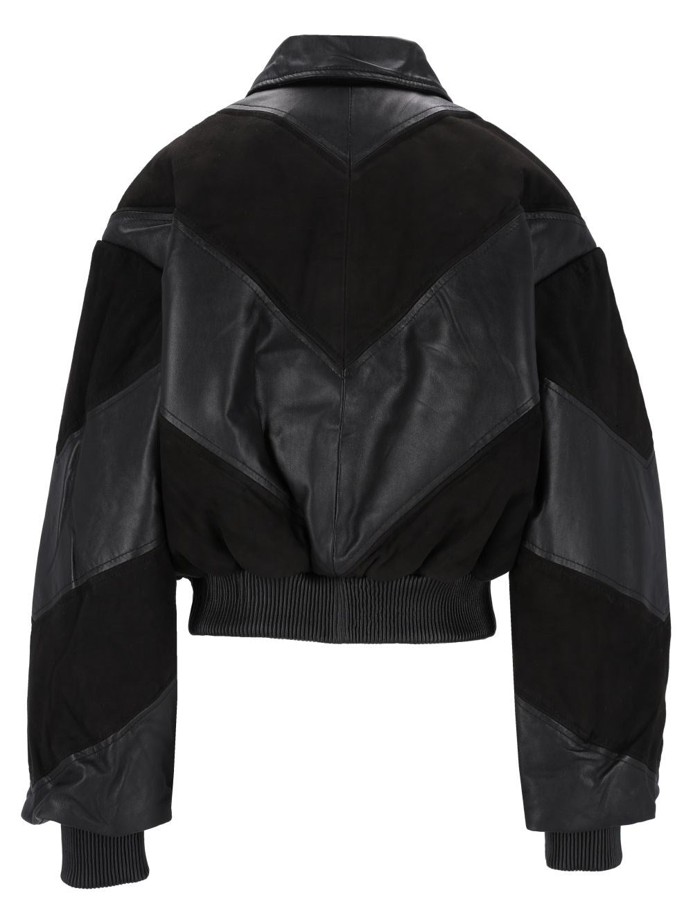Rotate Women Cropped Leather Bomber Jacket ROTATE