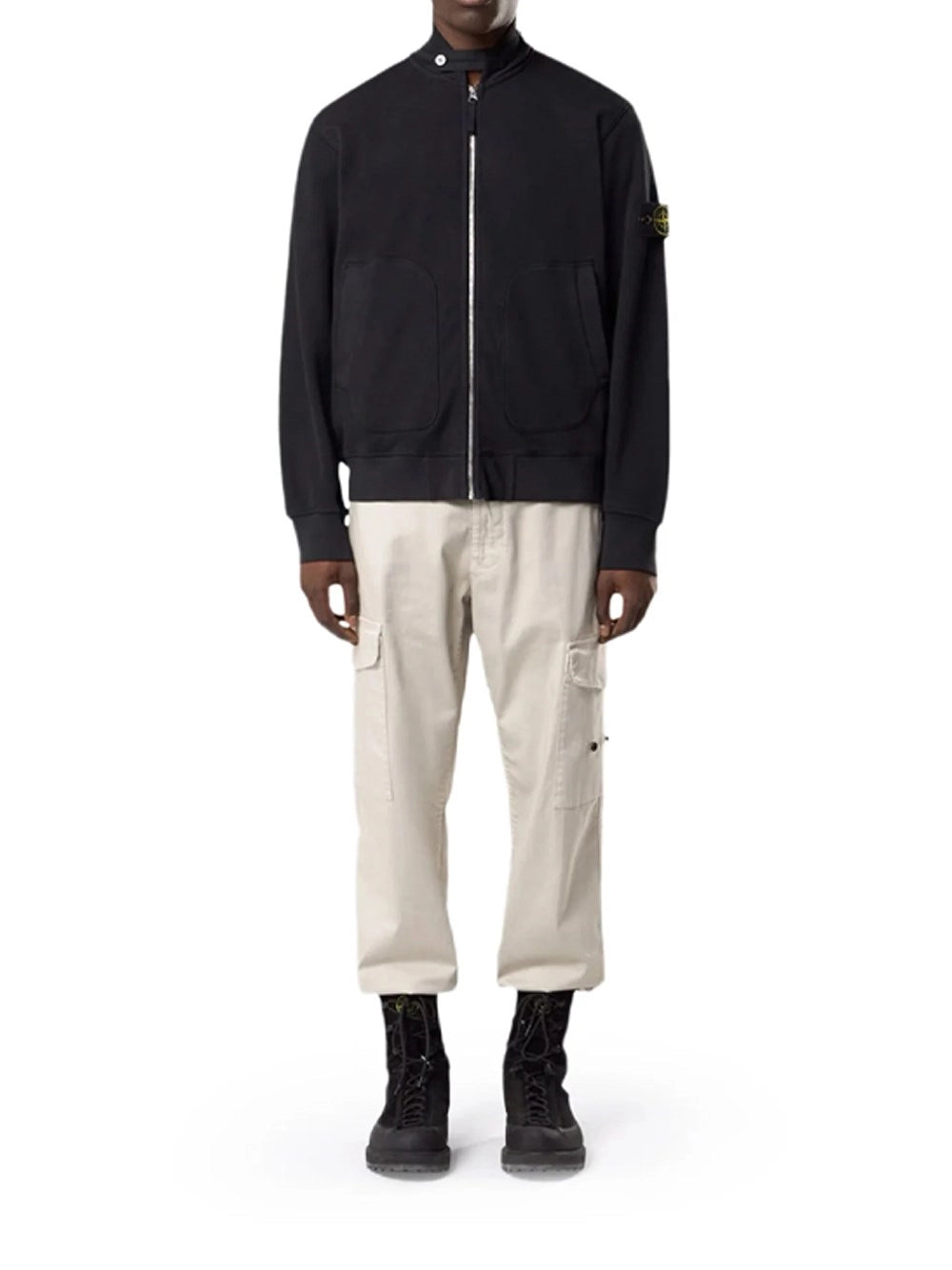 Stone Island Men Mesh Stitch Organic Cotton Fleece Sweatshirt STONE ISLAND