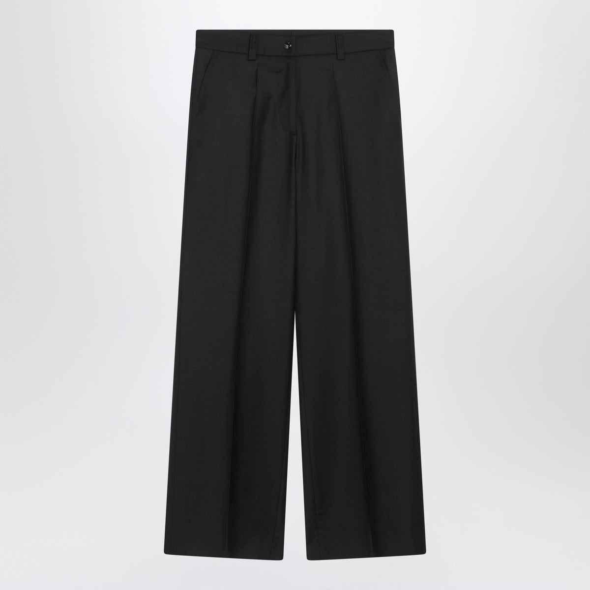 Moncler Black Wide-Leg Trousers In Wool Women MONCLER