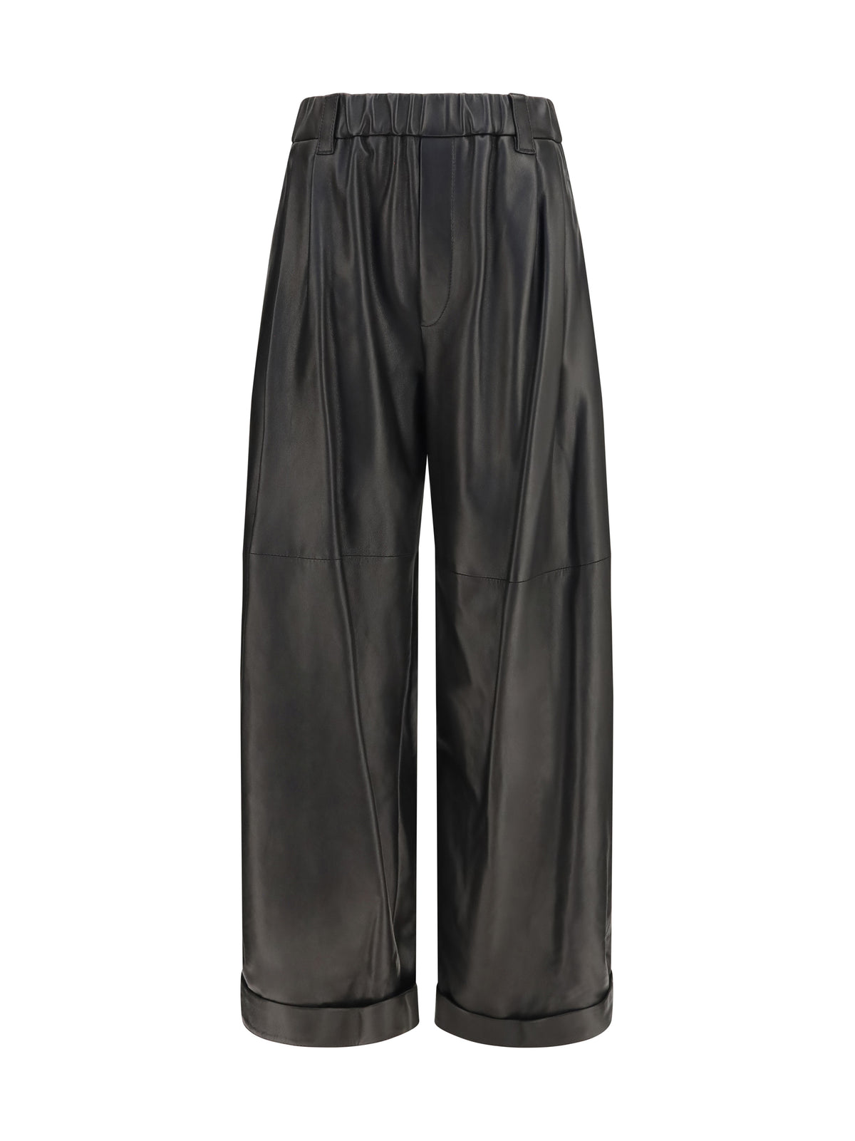 Brunello Cucinelli Women Baggy Nappa Leather Pants BRUNELLO CUCINELLI