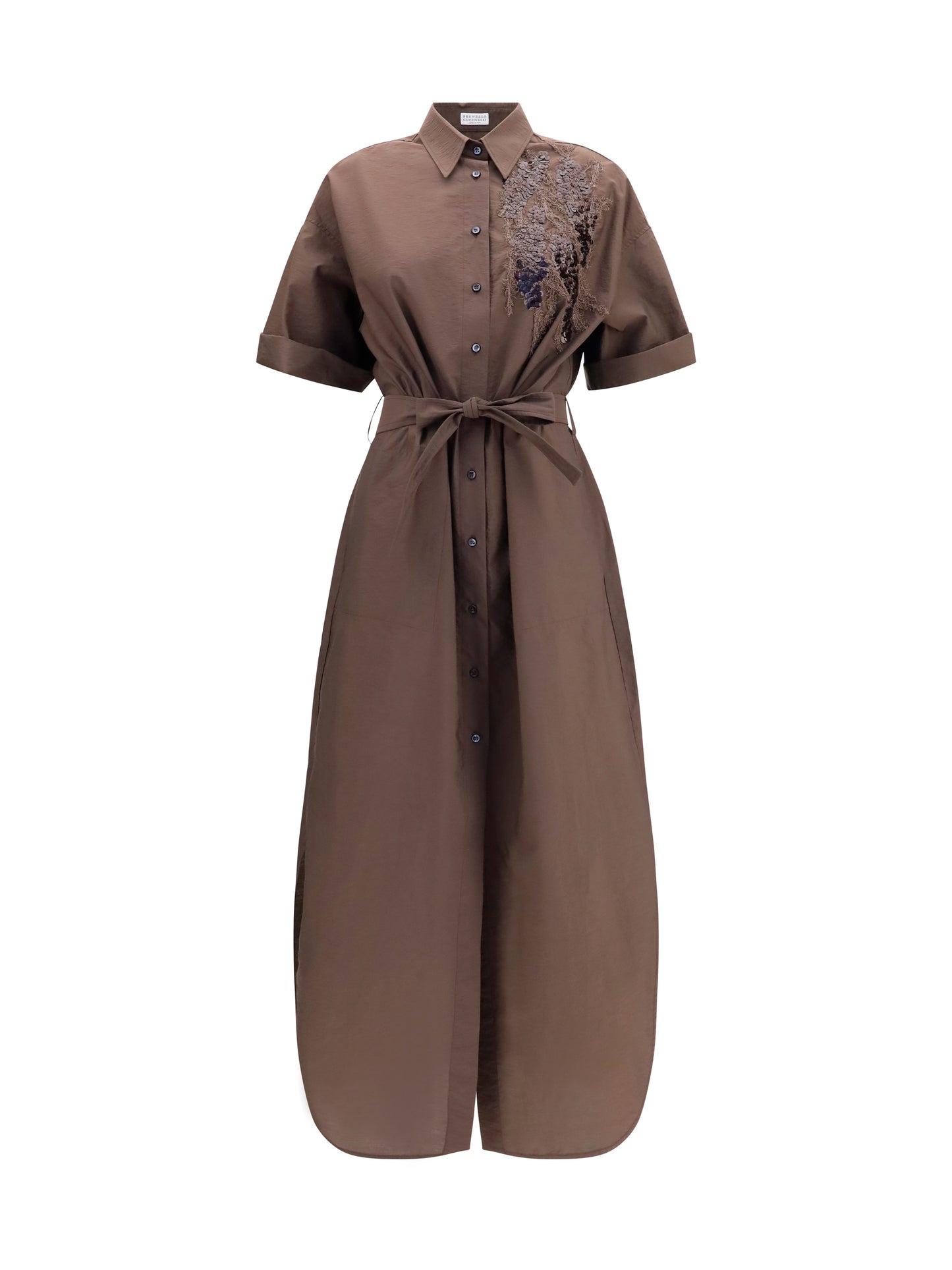 Brunello Cucinelli Women Sequined Shirt Dress With Belt BRUNELLO CUCINELLI