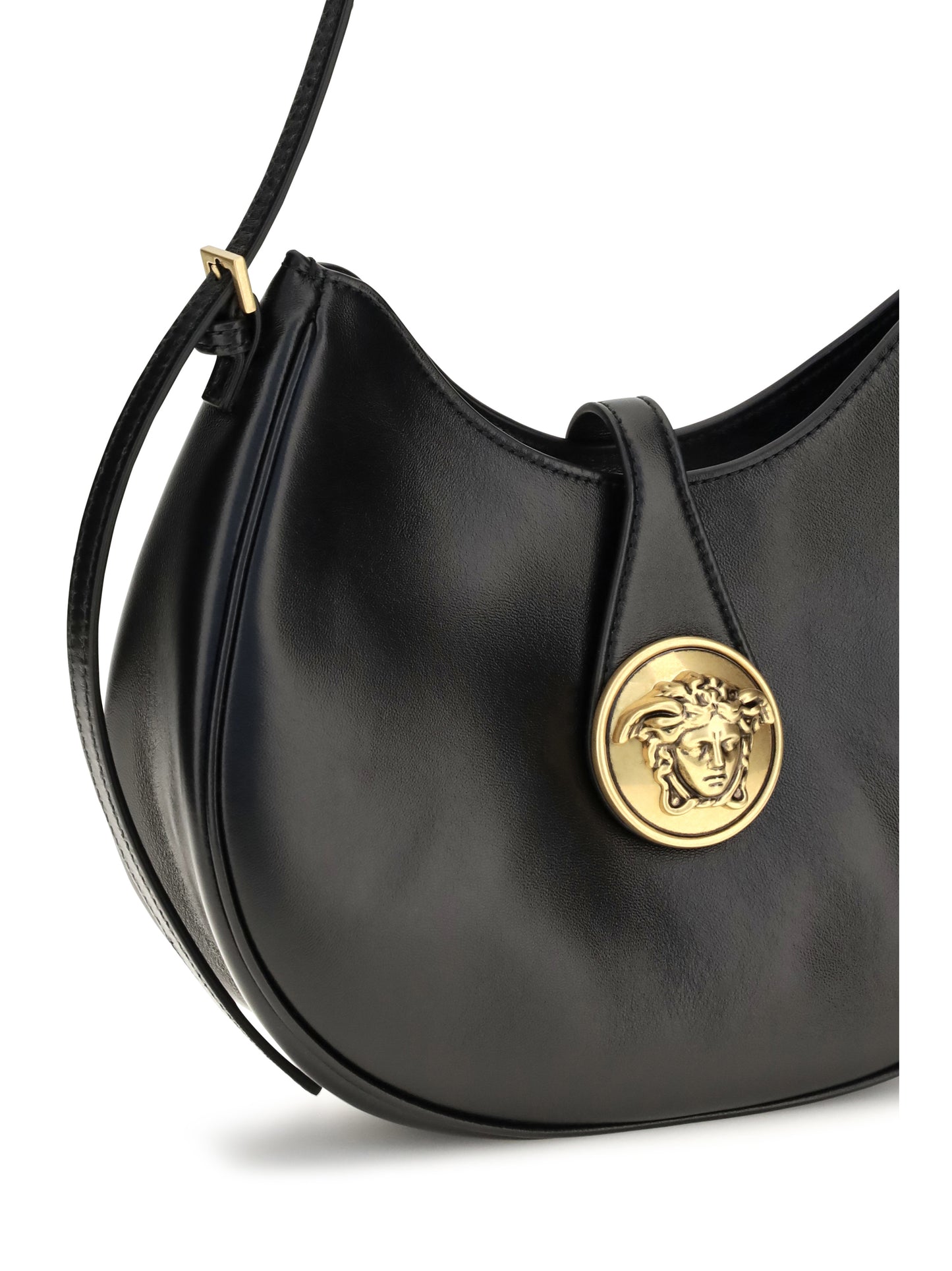 Versace Women Small Emblème Hobo Lambskin Shoulder Bag VERSACE