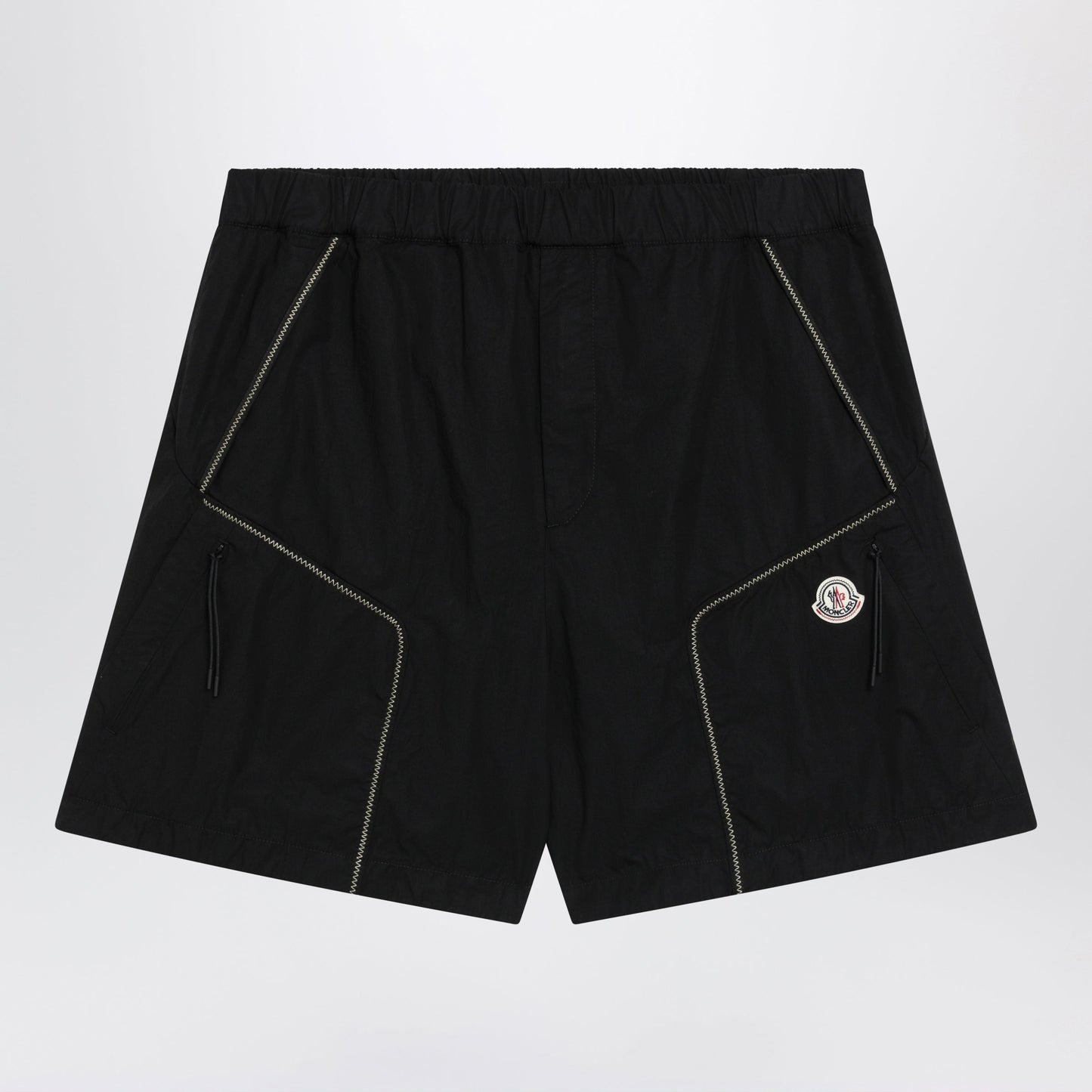 Moncler Black Cargo Shorts In Cotton Gabardine Men MONCLER