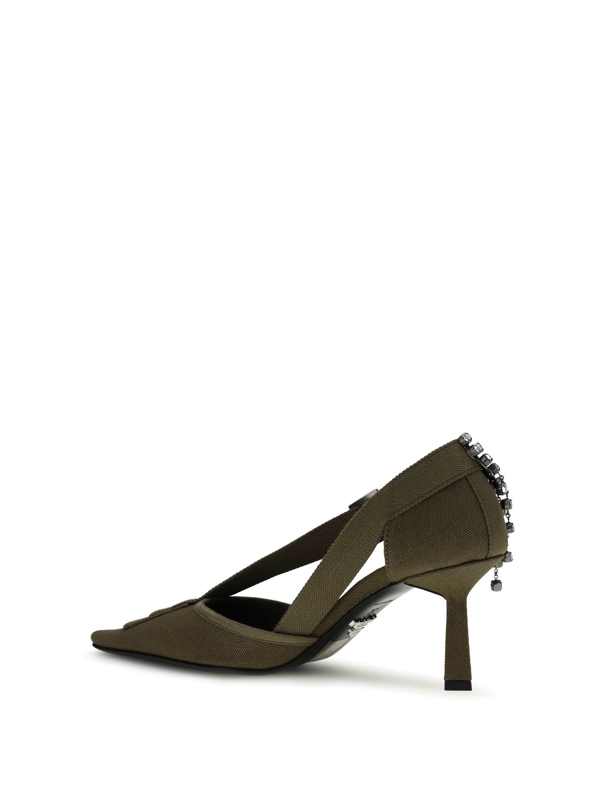 Prada Women Canvas Pumps With Crystals PRADA